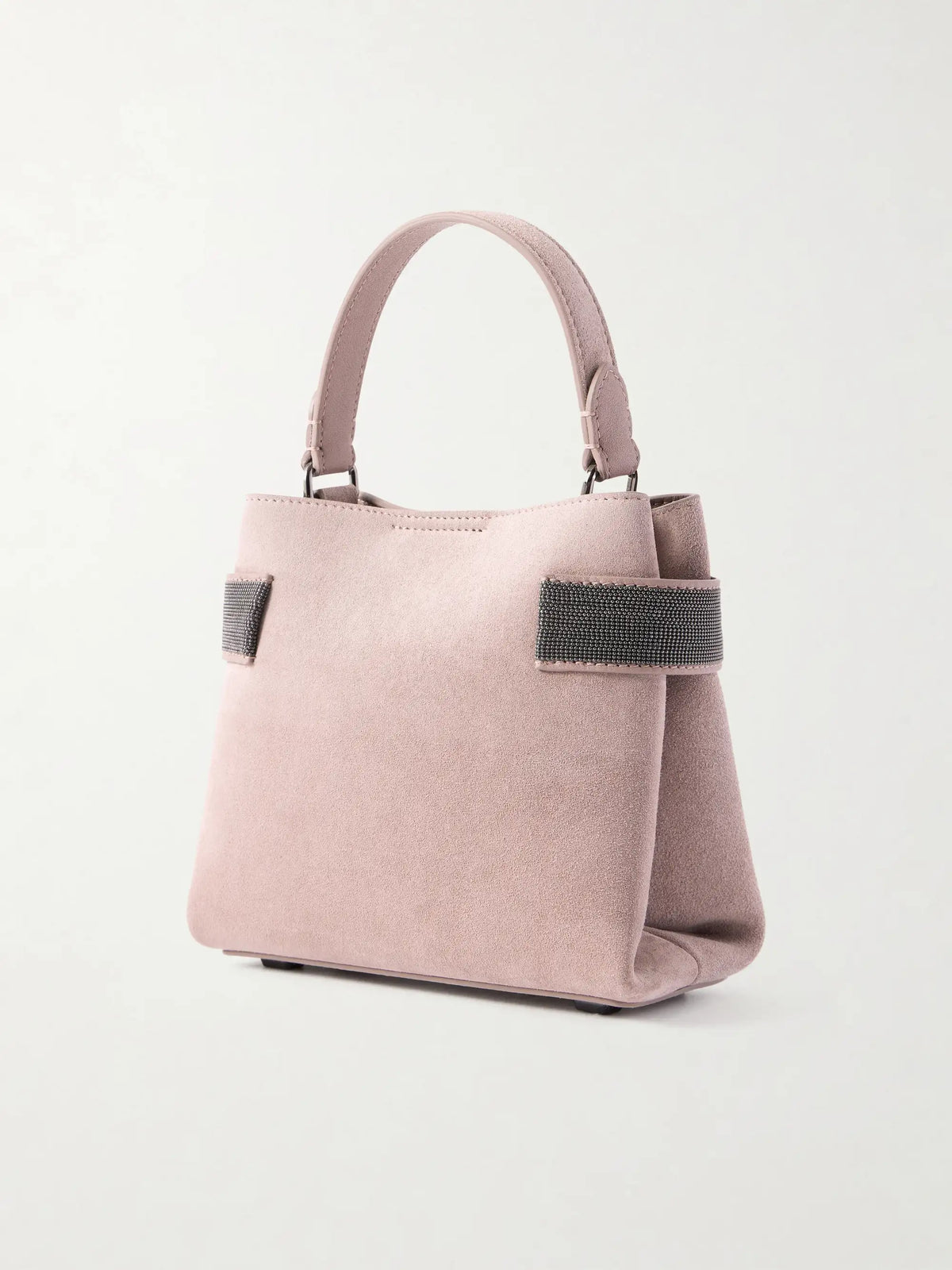 Bead-detailed Suede Shoulder Bag