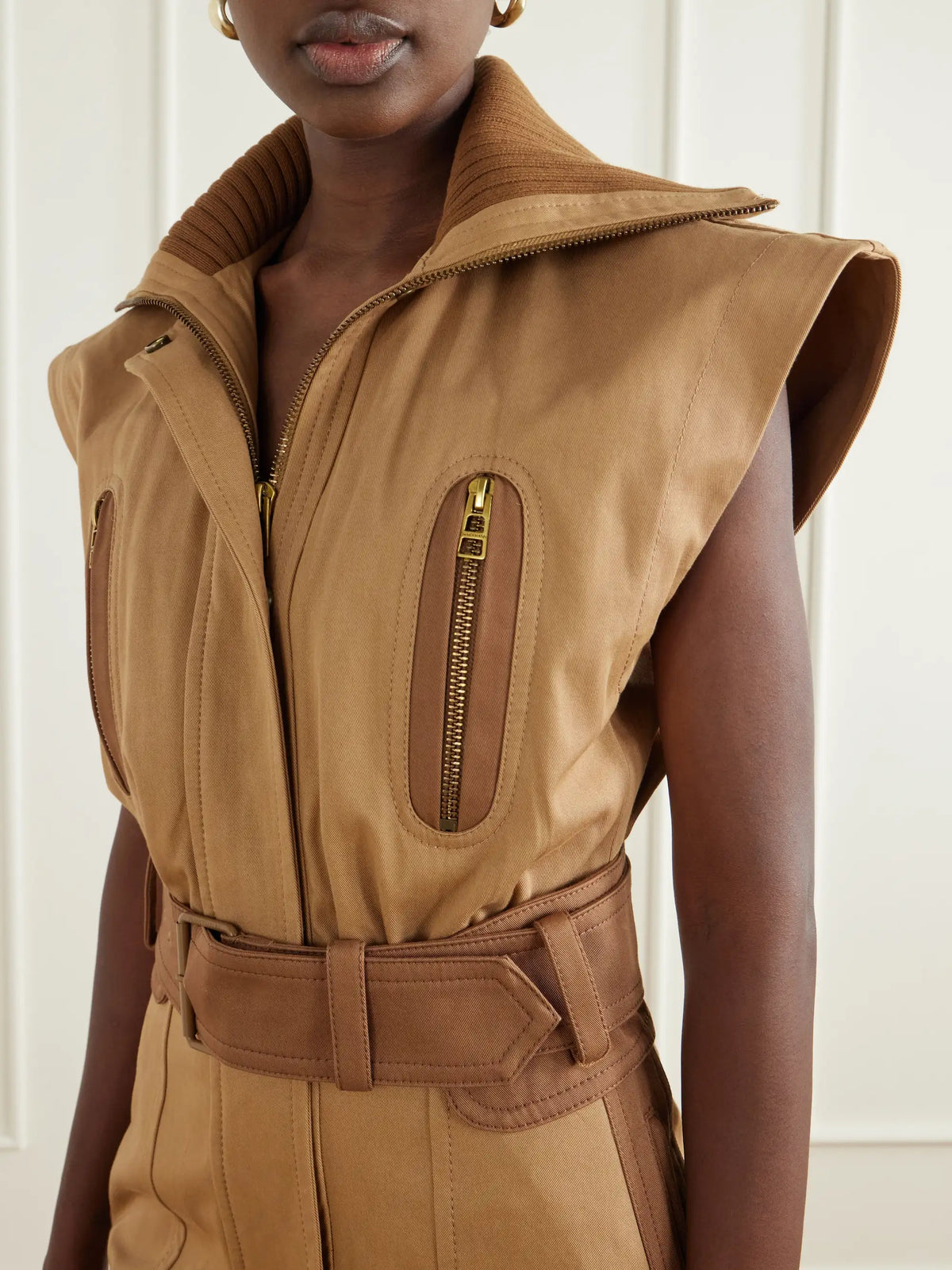 Zimmermann Valiant Belted Rib-trimmed Cotton-drill Jumpsuit