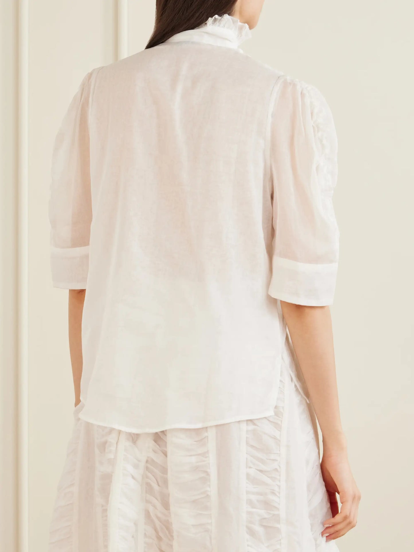 Vita Ruffled Pleated Cotton-gauze Shirt