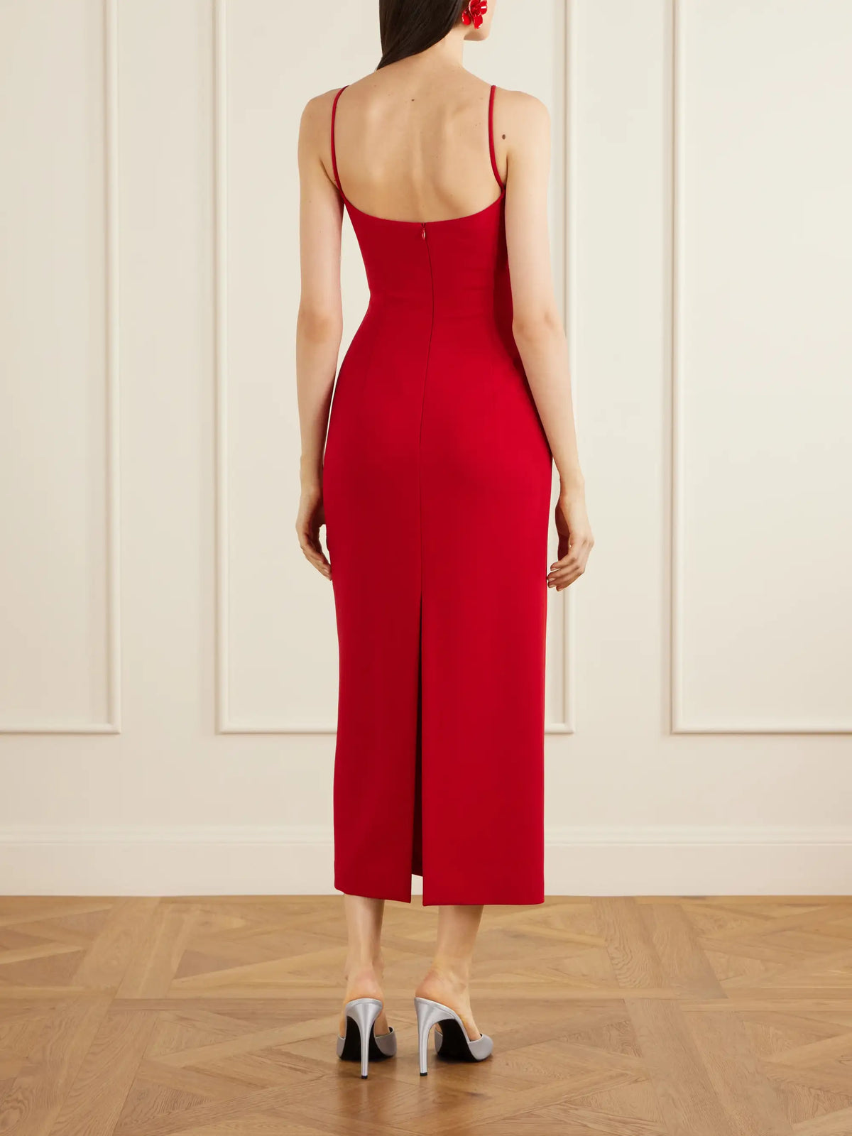 Embellished Wool-blend Crepe Midi Dress