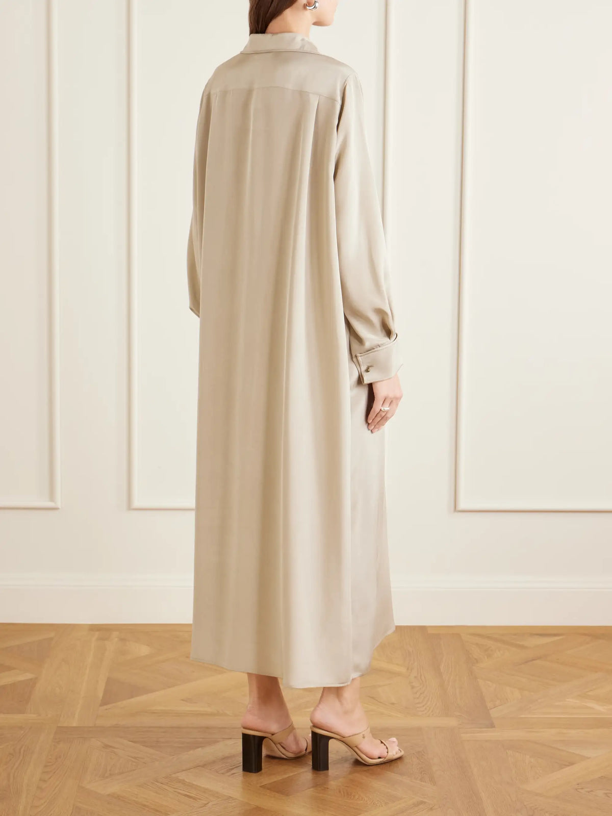 Logo-embroidered Silk-crepe De Chine Midi Dress