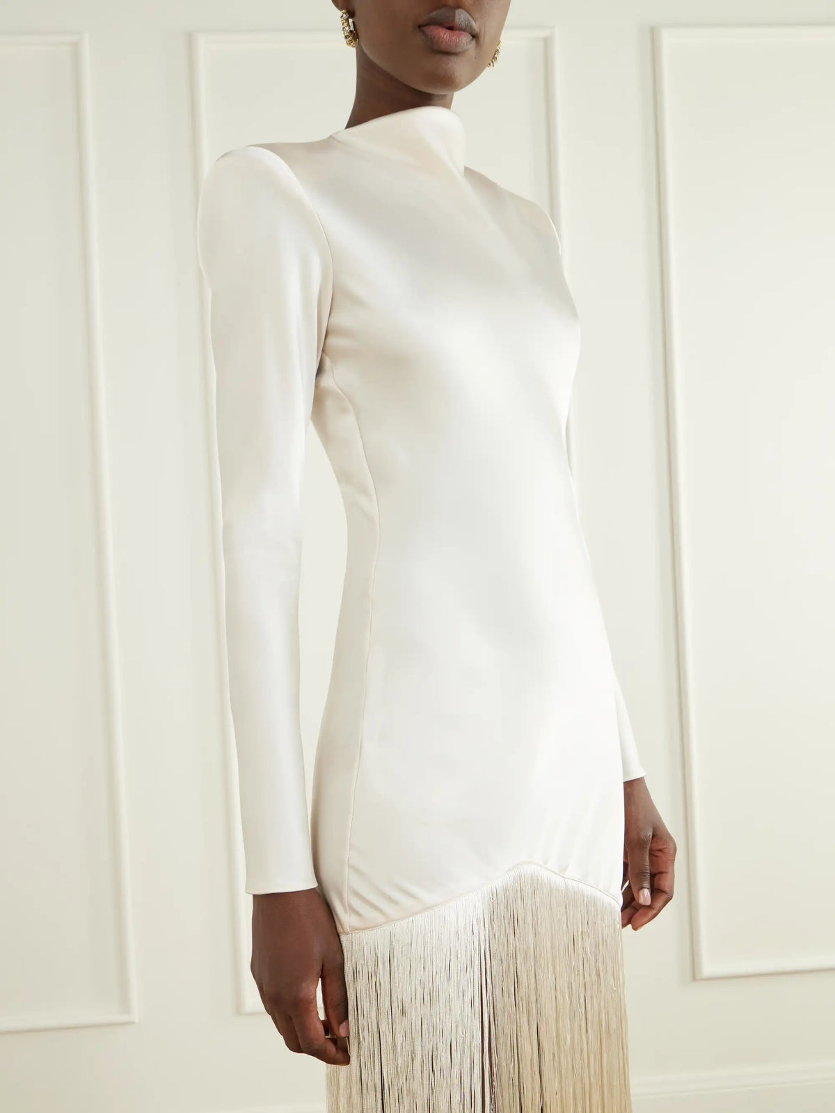 Ilkyaz Ozel Vesper Fringed Satin Gown