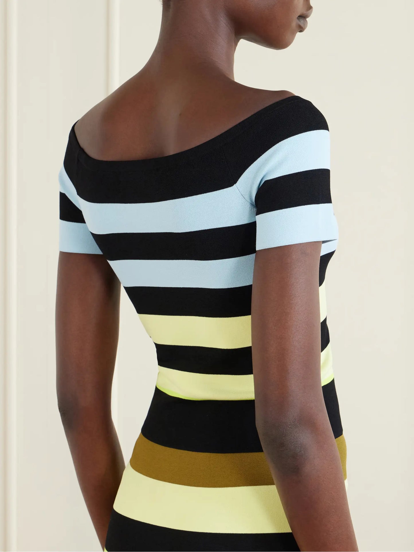 Off-shoulder Striped Jersey Top