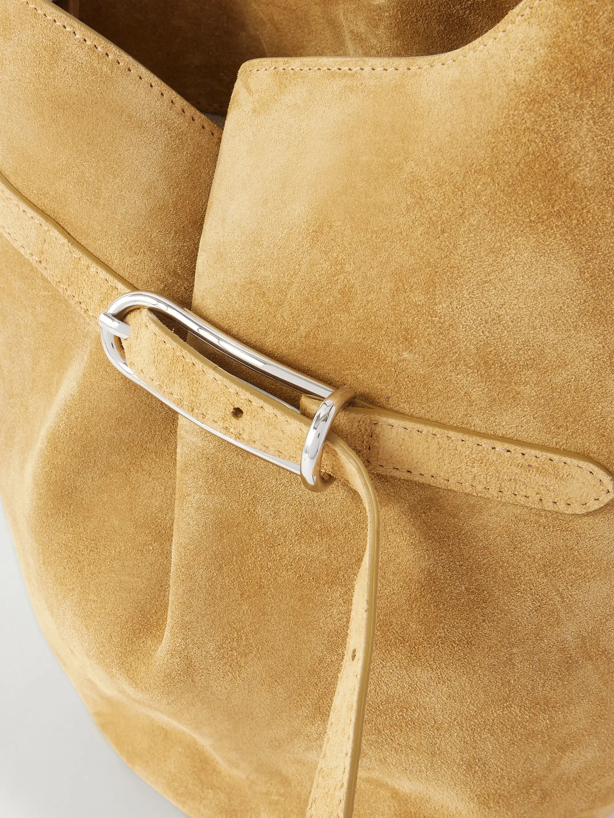 Belted Suede Bucket Bag