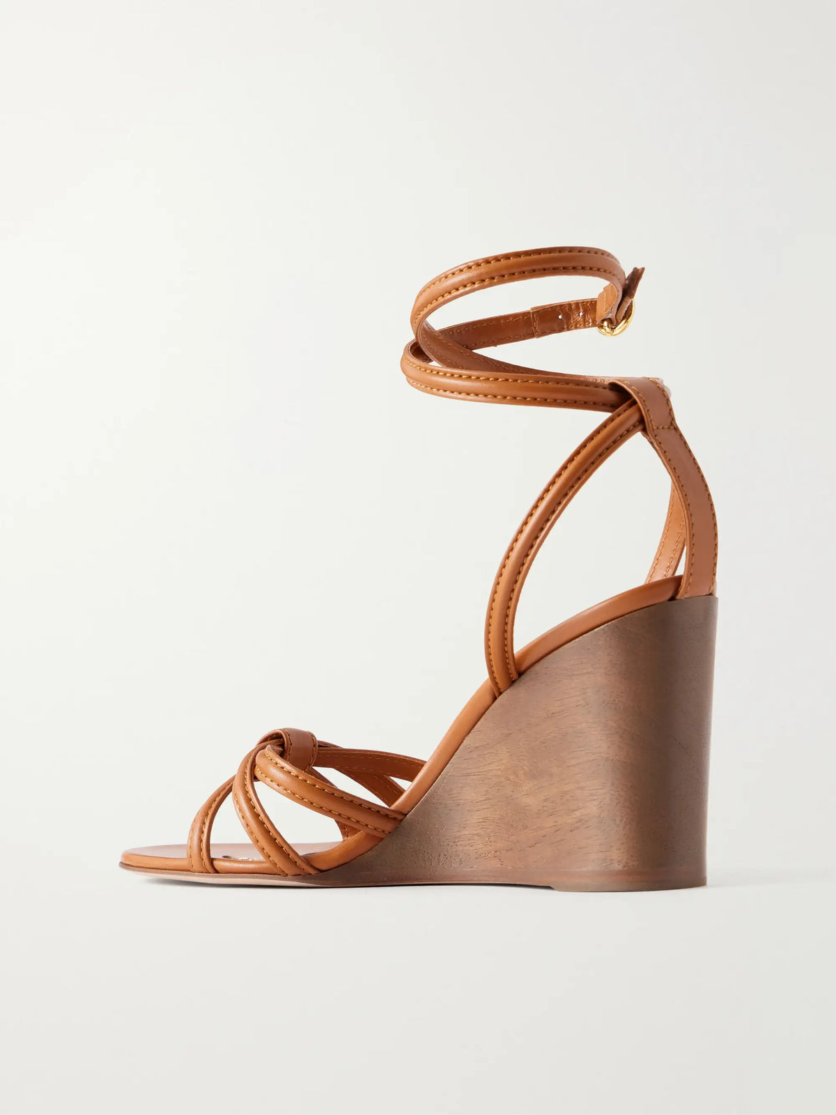 85 Leather Wooden Wedge Sandals