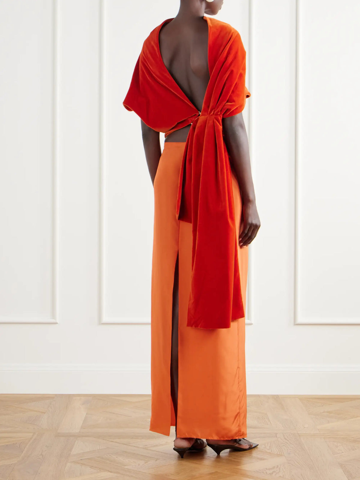 Colleen Allen Draped Cotton-velvet Top
