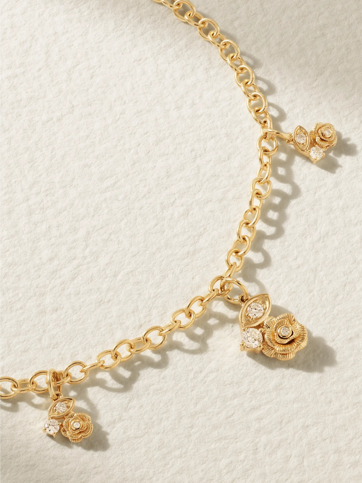Marquise Eye Rose 14-karat Gold Diamond Anklet
