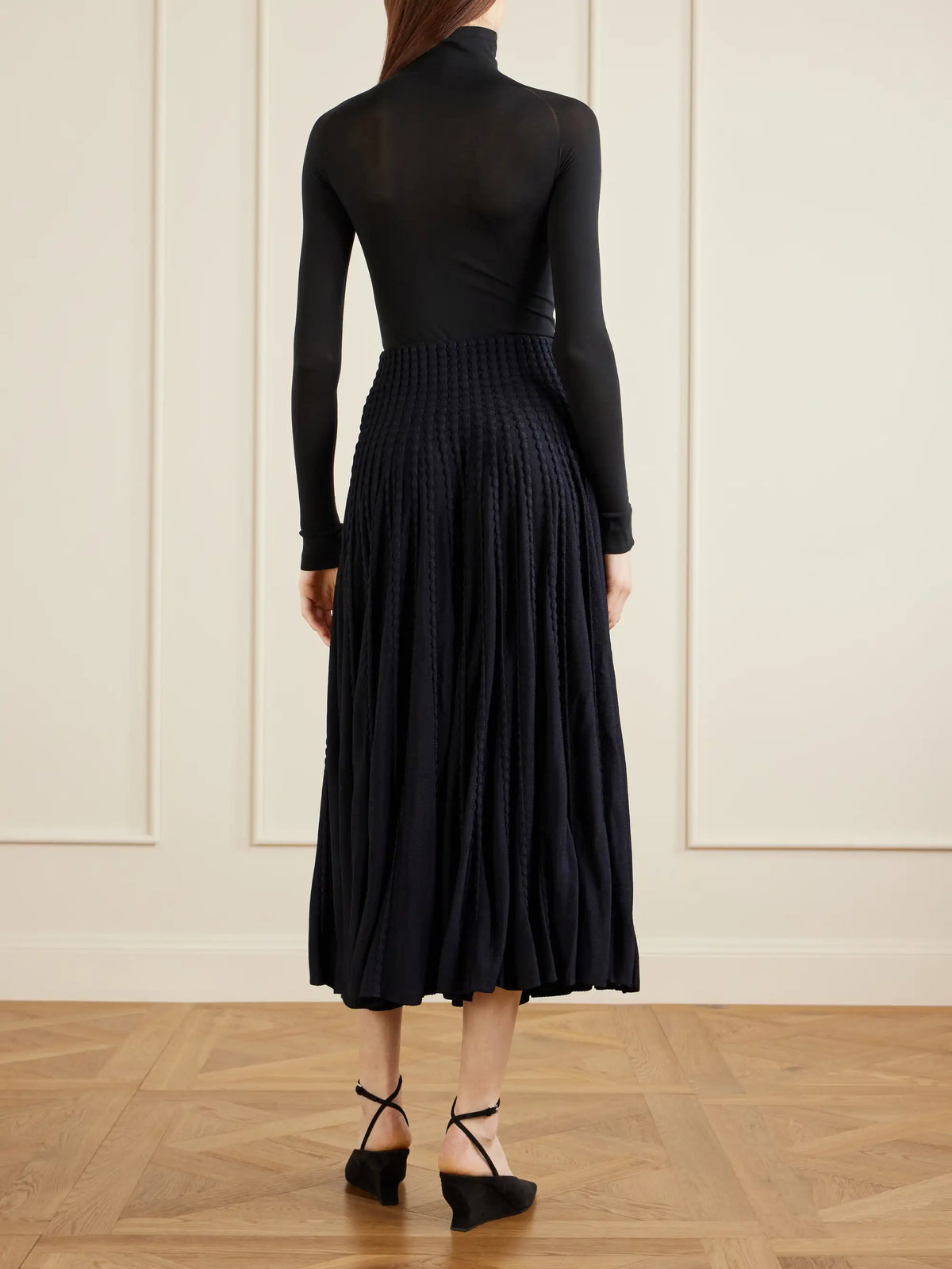 Textured Knitted Midi Skirt