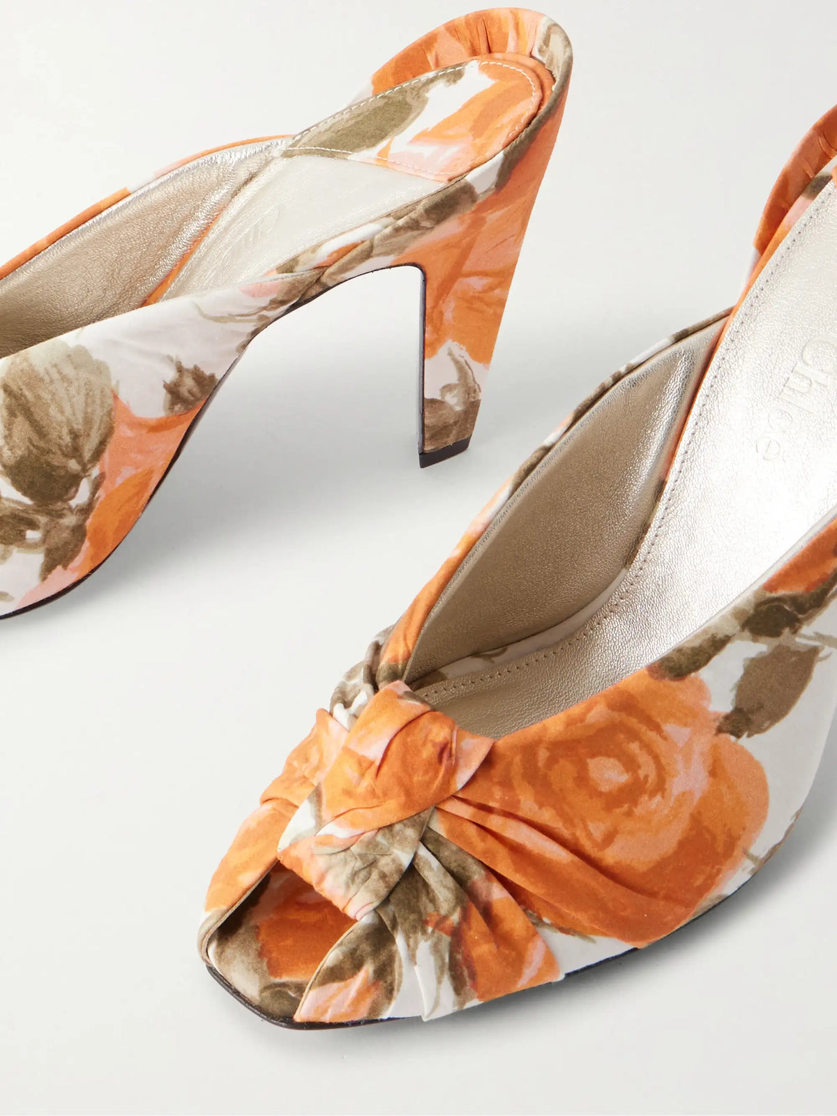 Suzie Ruched Floral-print Satin Sandals