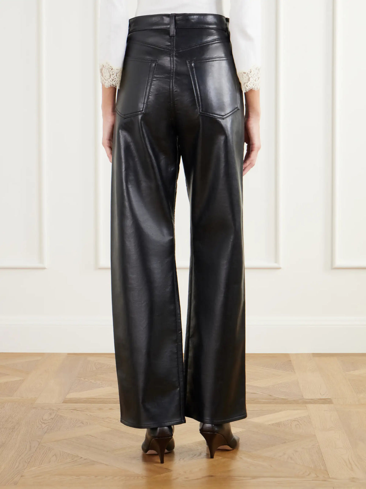 AGOLDE Verica Leather-blend High-rise Wide-leg Jeans