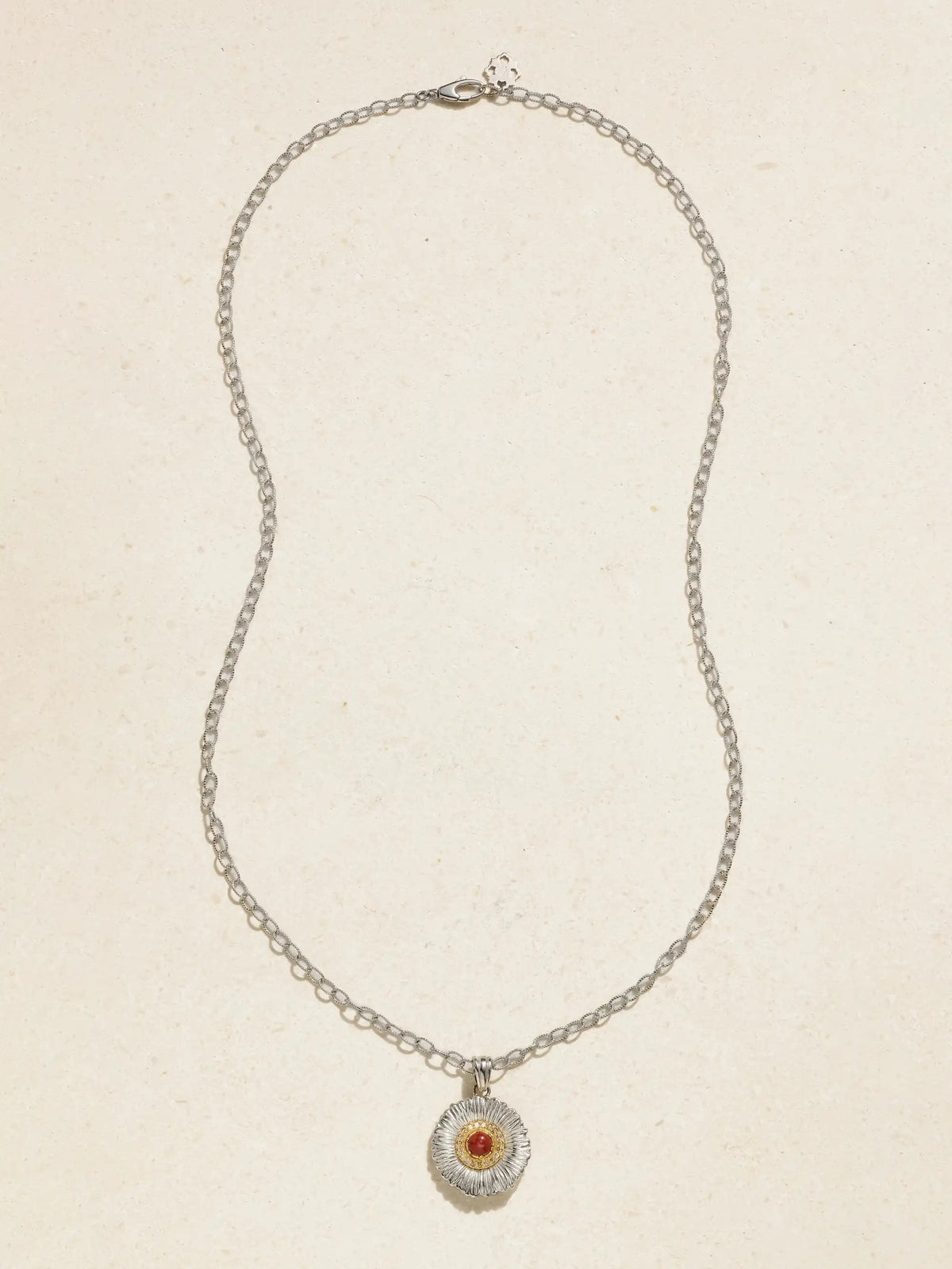 Blossom Sterling Silver And Gold-plated, Jasper And Diamond Necklace