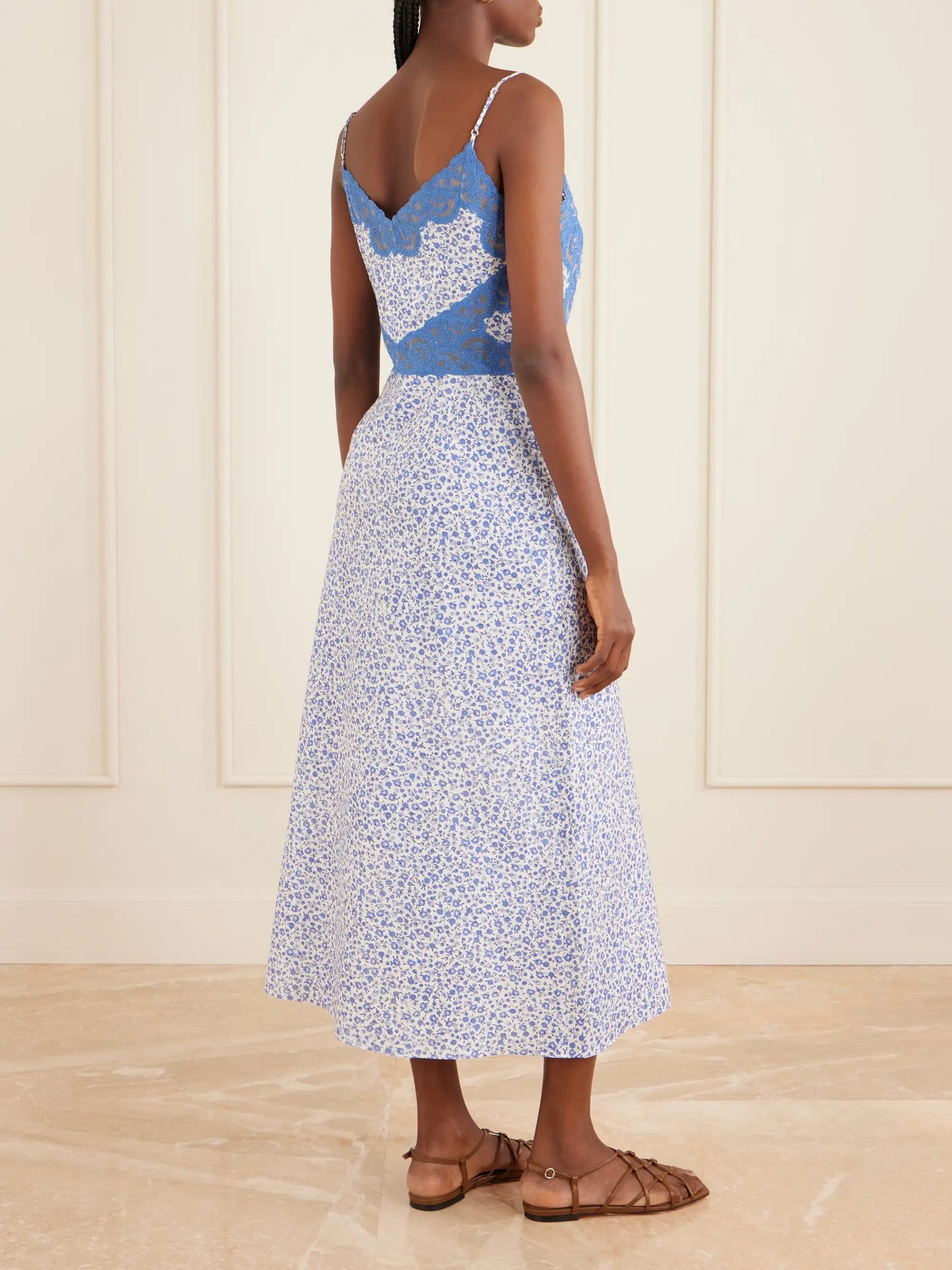 Palmira Floral-print Lace-trimmed Cotton Maxi Dress