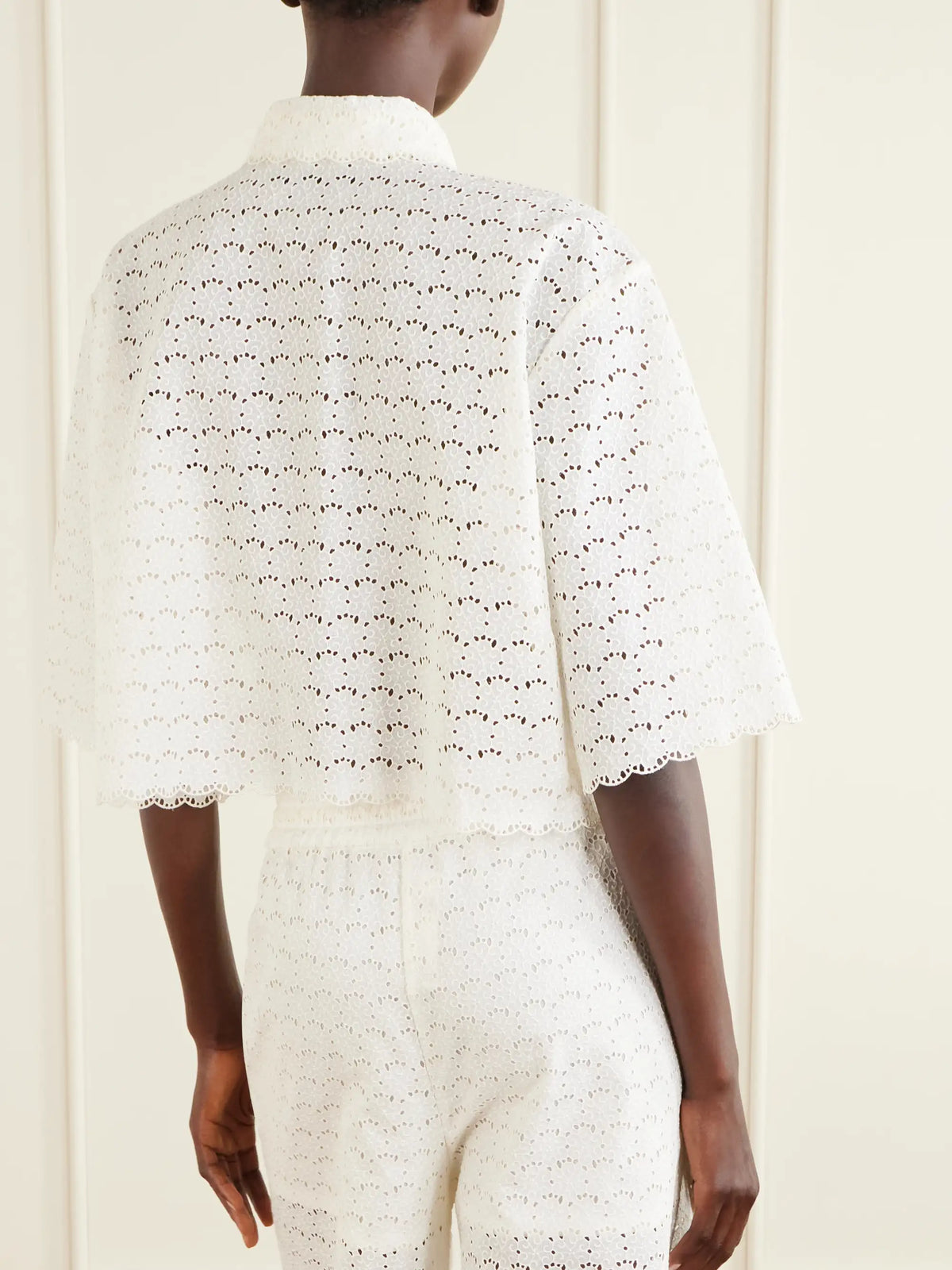 Mossi Logo-embellished Cropped Broderie Anglaise Cotton Blouse
