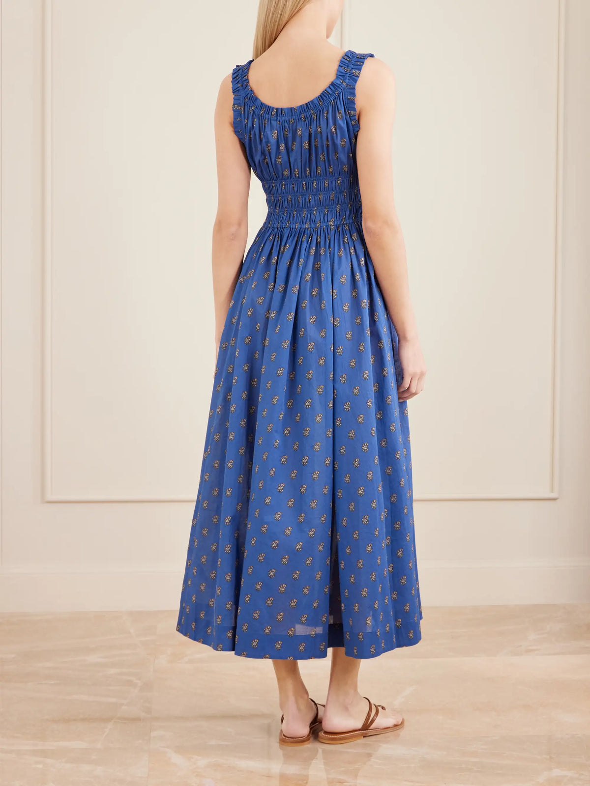 Emmaretta Shirred Floral-print Cotton Midi Dress