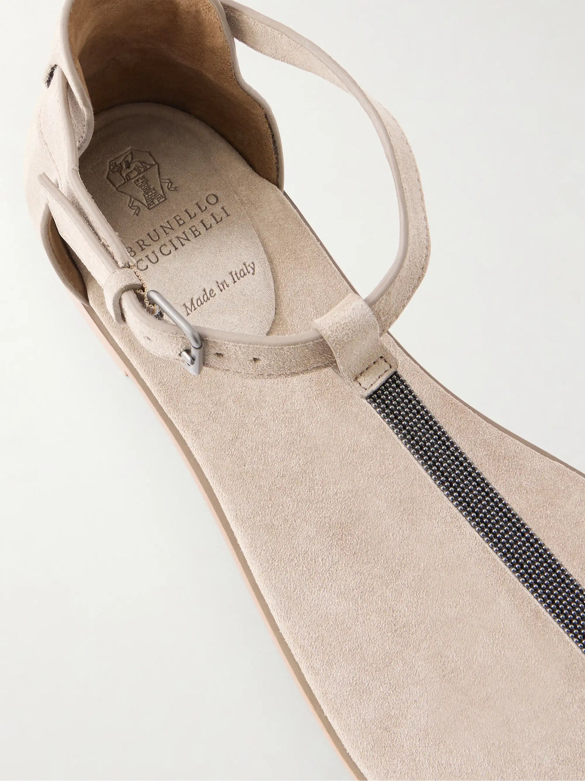 Bead-embellished Suede Sandals