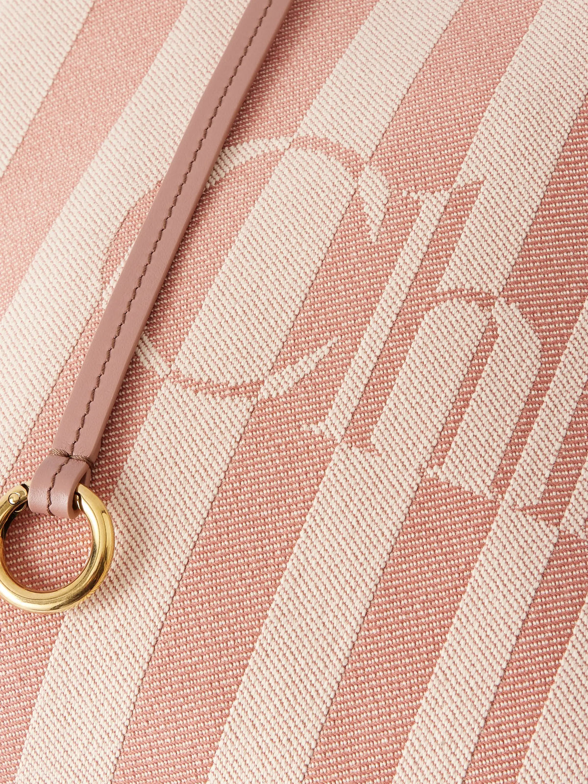 Striped Leather-trimmed Canvas Shoulder Bag