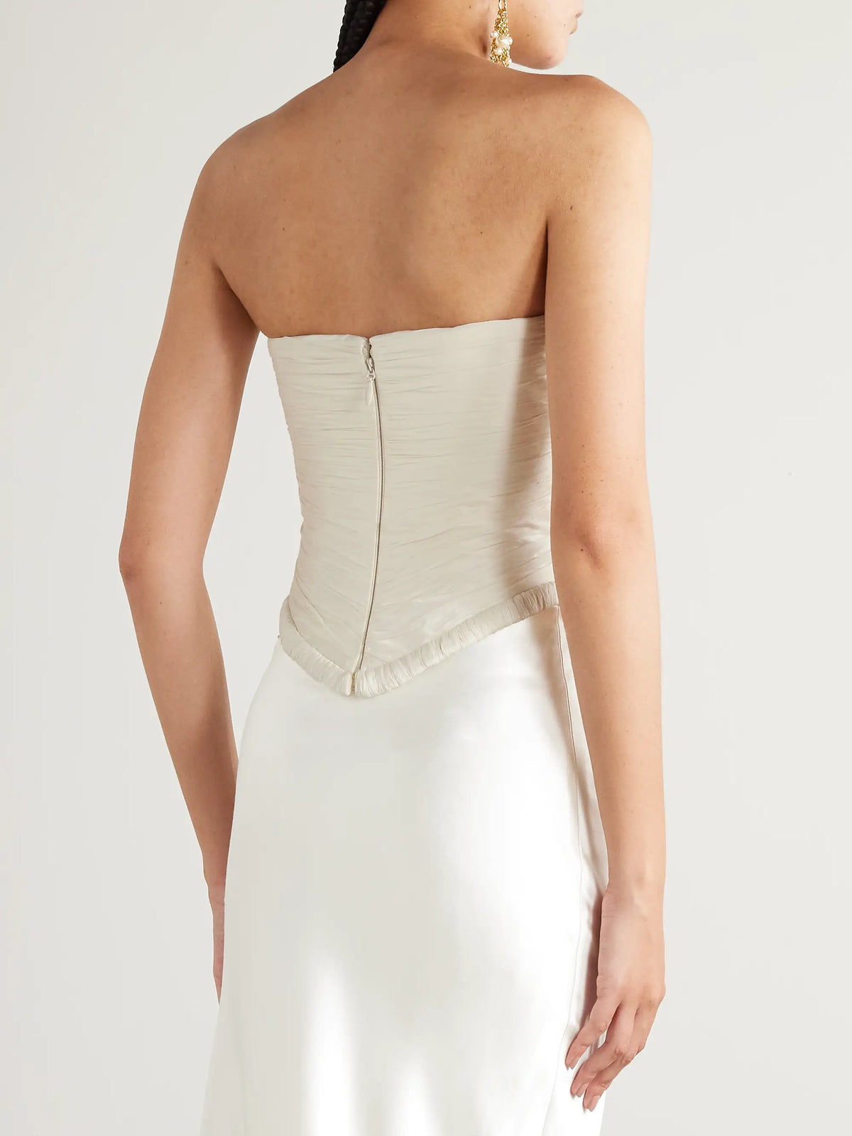 Danielle Frankel Priscilla Strapless Gathered Taffeta Bustier Top