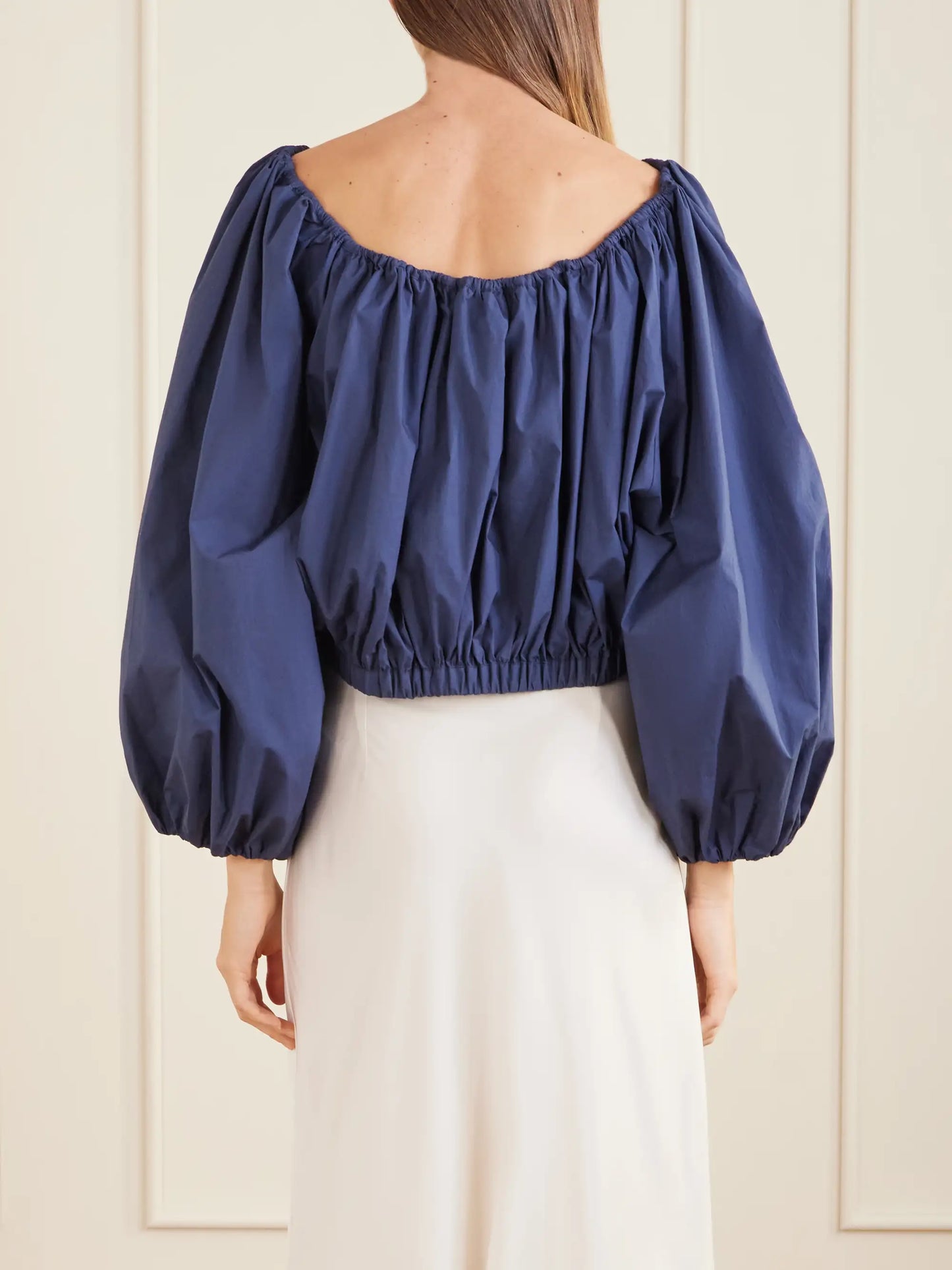 Ally Off-the-shoulder Cropped Cotton-blend Blouse