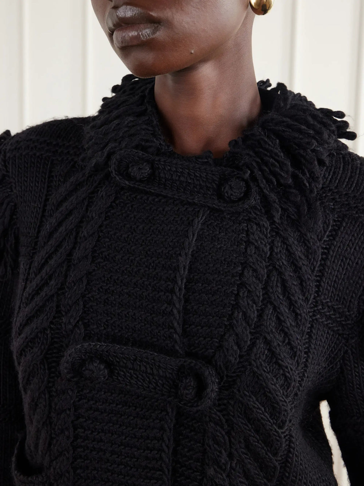 Polo Ralph Lauren Fringed Cable-knit Wool Cardigan