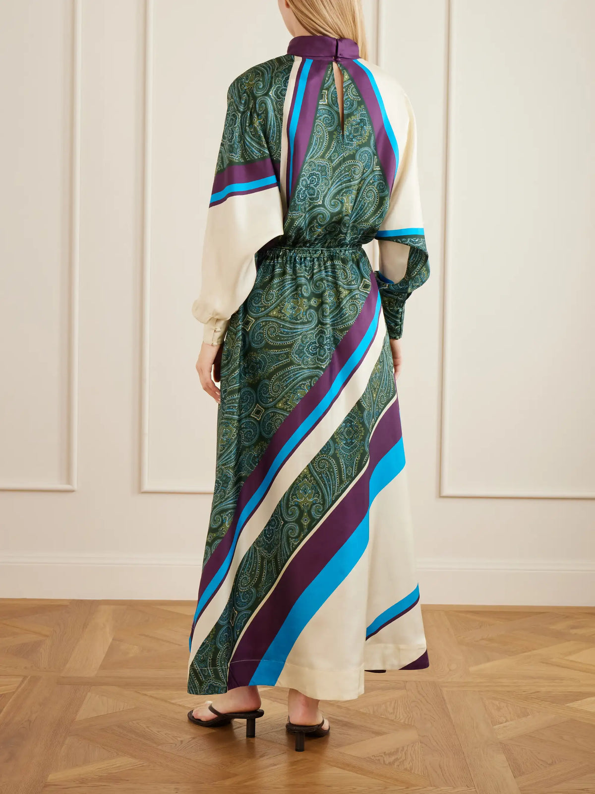 Joni Tie-detailed Printed Silk-twill Midi Dress