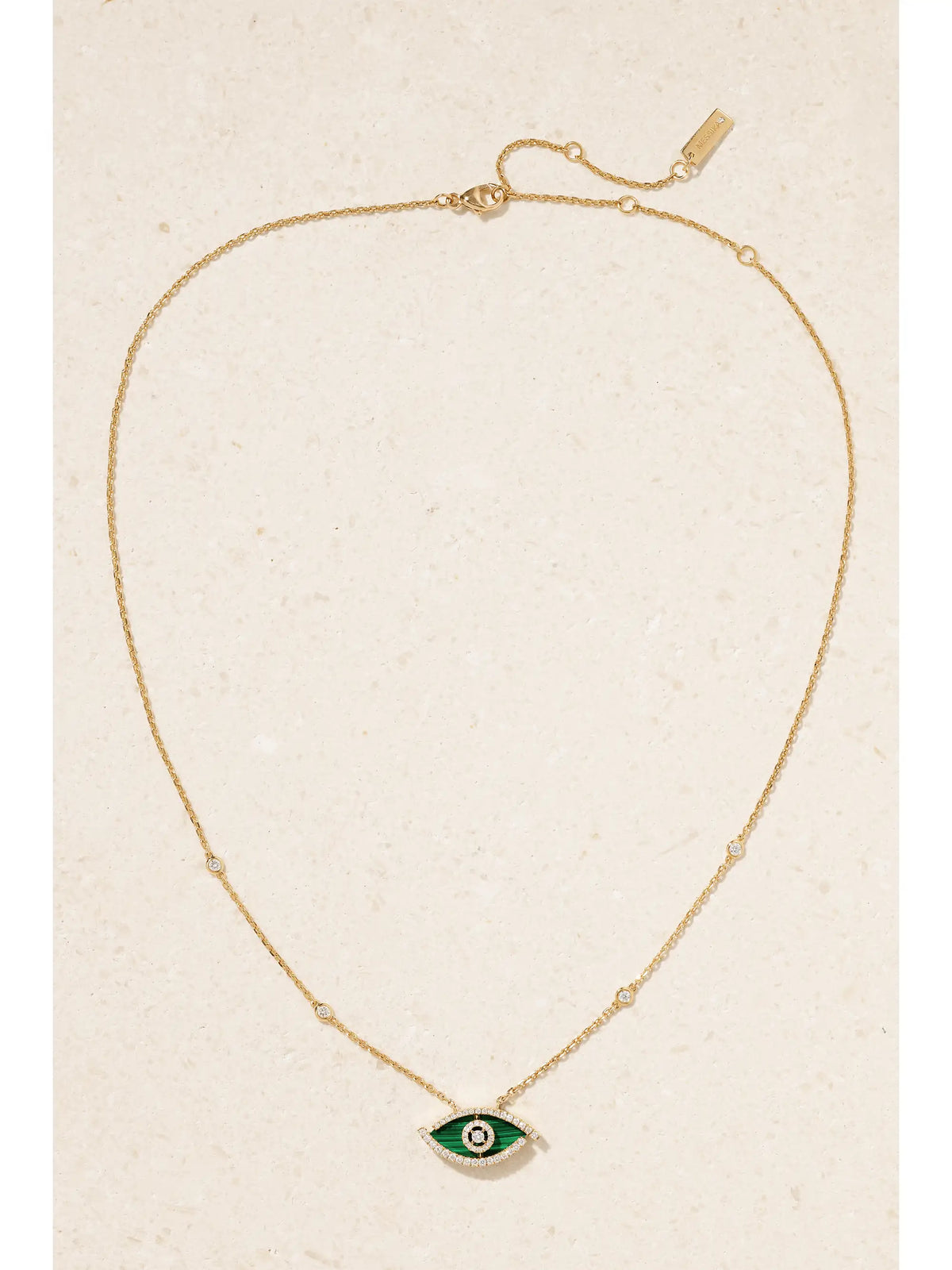 Lucky Eye 18-karat Gold, Malachite And Diamond Necklace