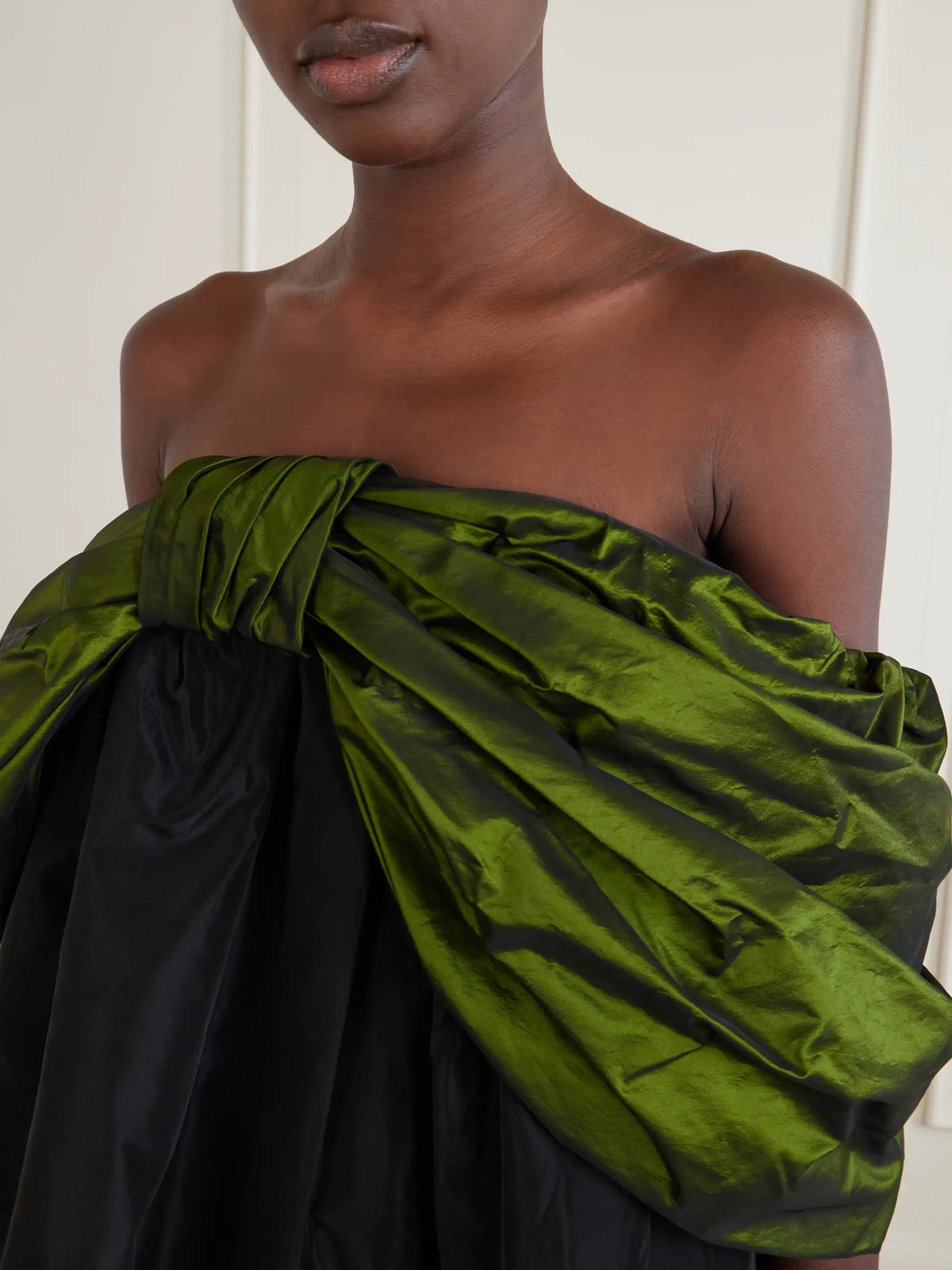 Simone Rocha Bow-detailed Gathered Taffeta Blouse