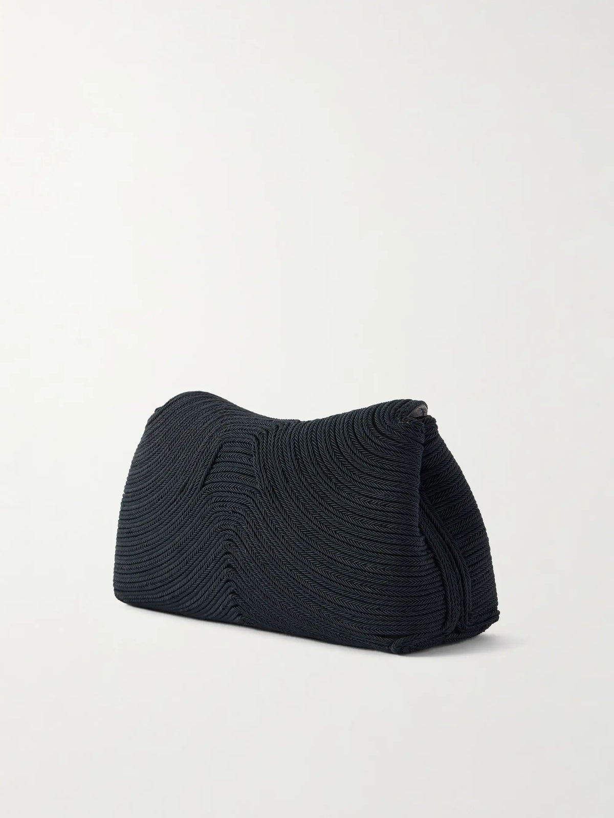 Mini T-lock Leather-trimmed Woven Clutch