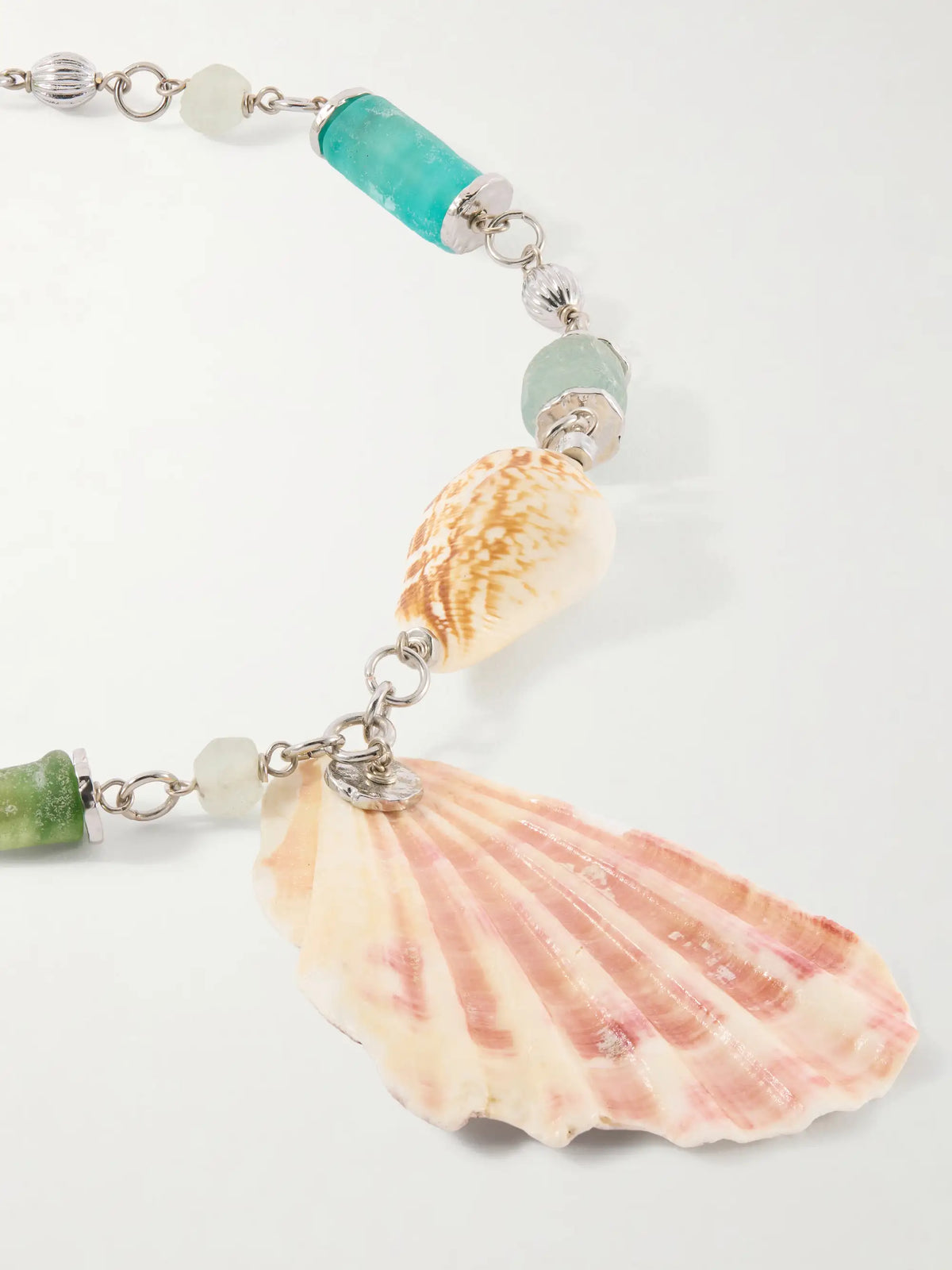 Samsara Sterling Silver And Seashell Beaded Necklace