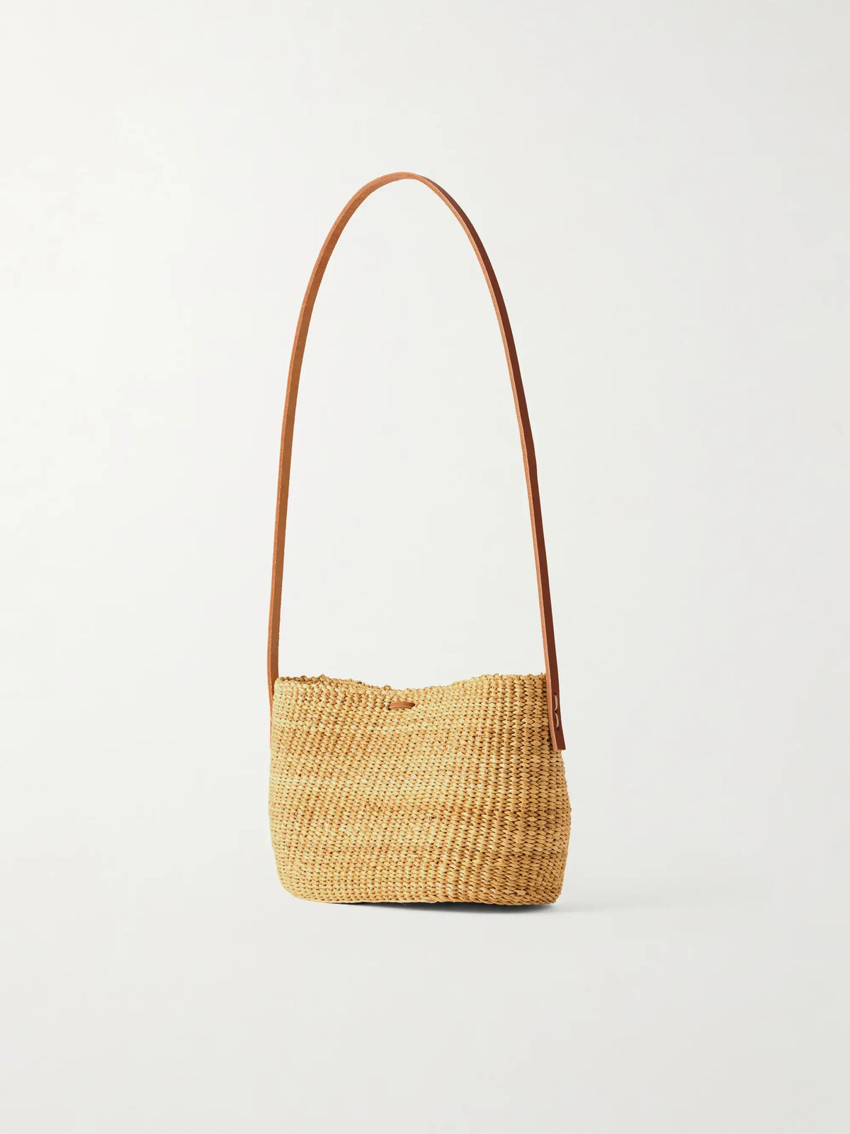 Nina Leather-trimmed Raffia Shoulder Bag