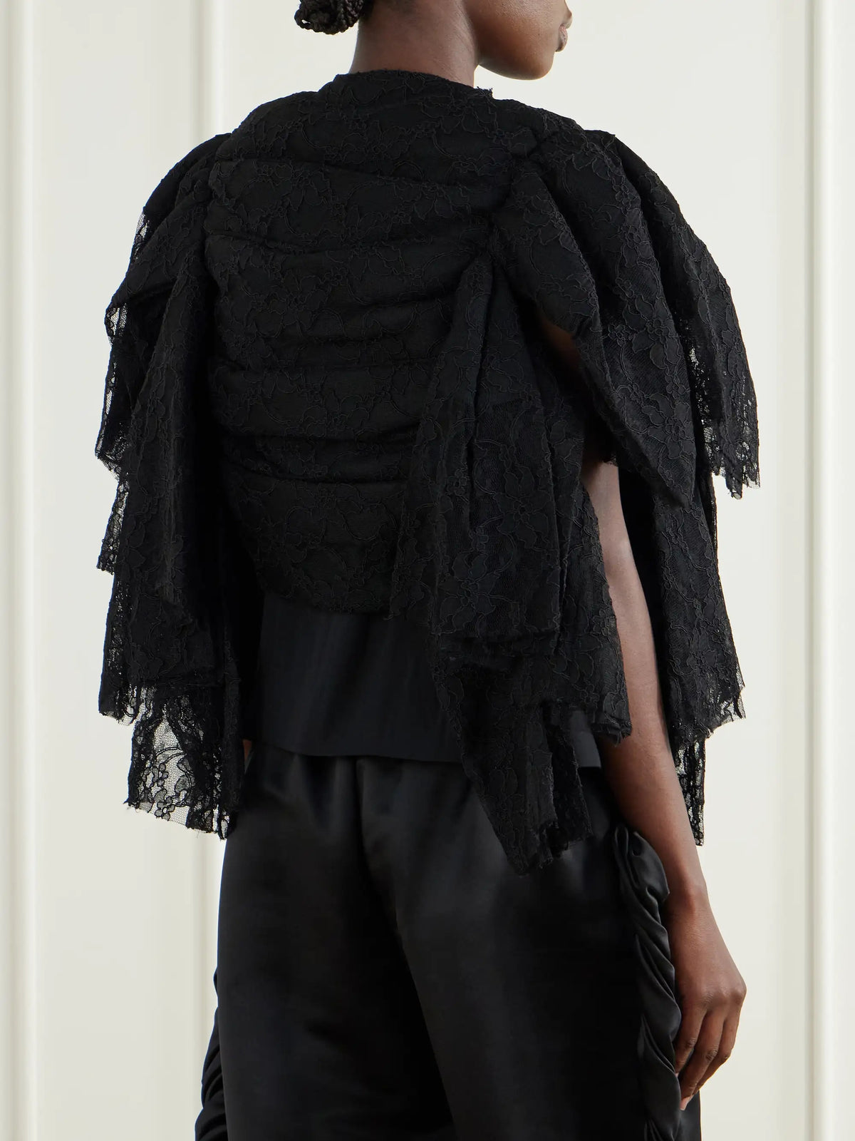 Comme des Garçons Ruffled Lace And Silk-blend Georgette Top