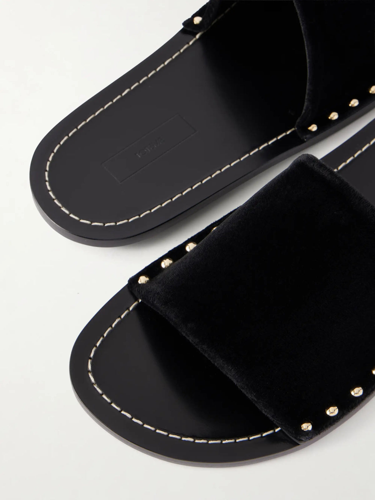 Studded Velvet Slides