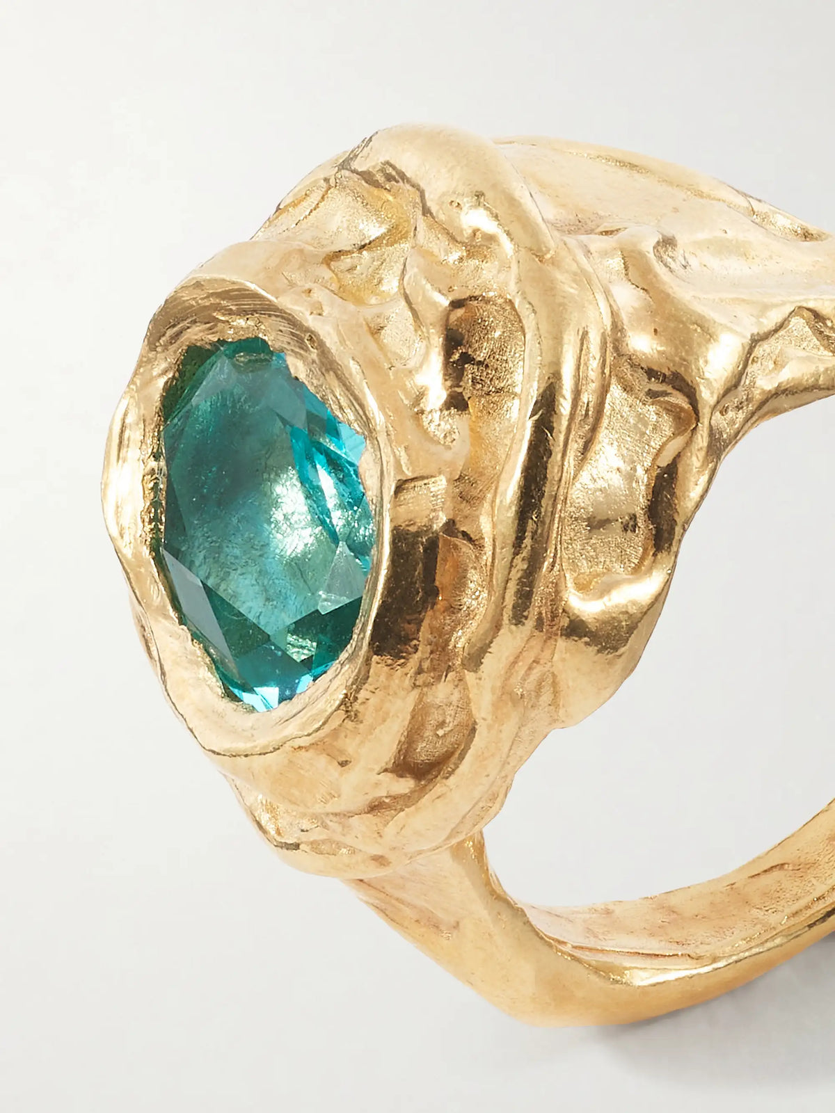 Lago Gold-plated Sterling Silver And Aquamarine Glass Ring