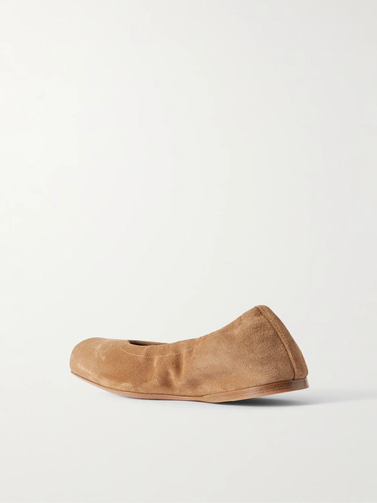 Leather-trimmed Suede Ballet Flats
