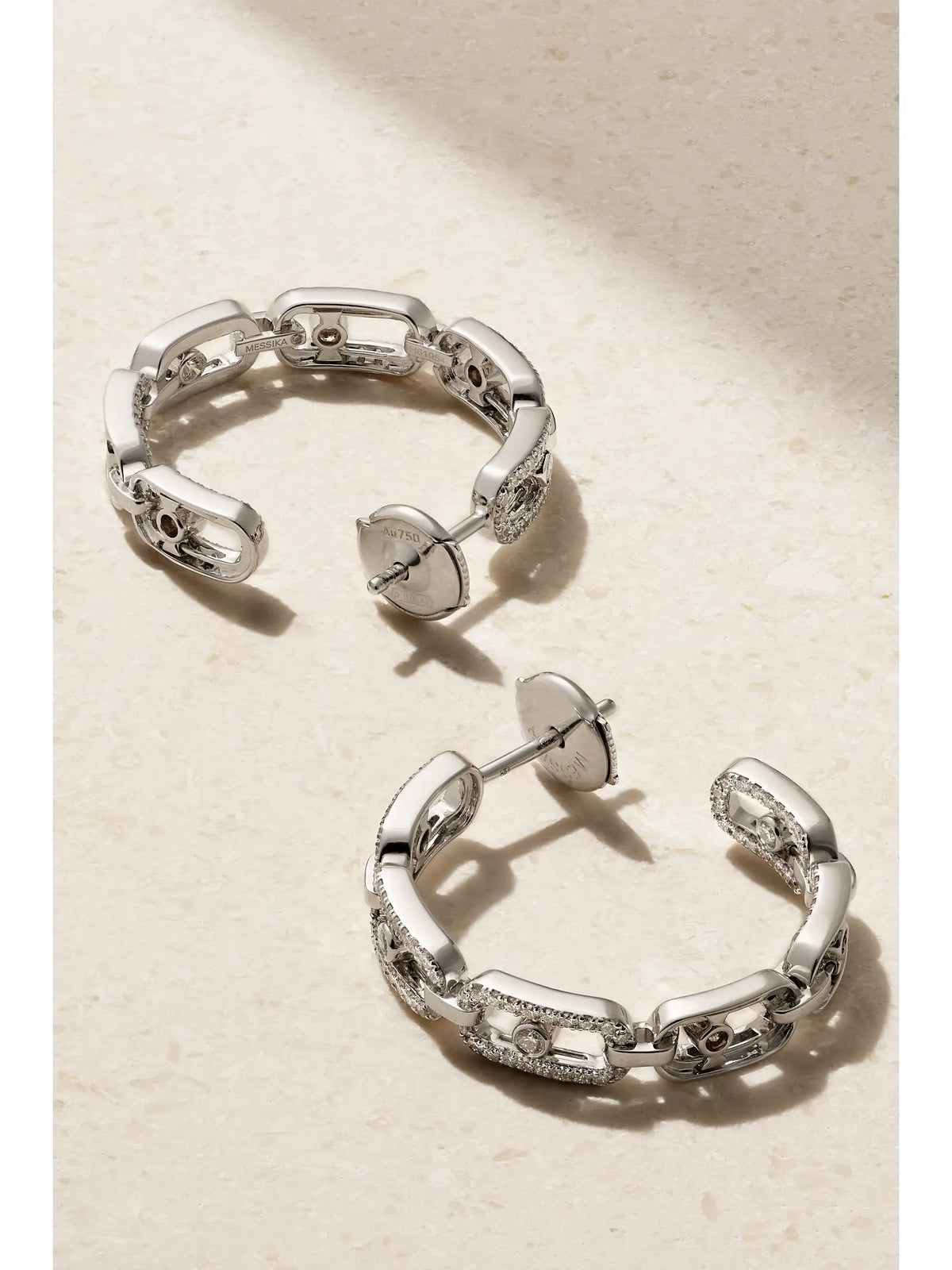 Small Move Link 18-karat White Gold Diamond Hoop Earrings