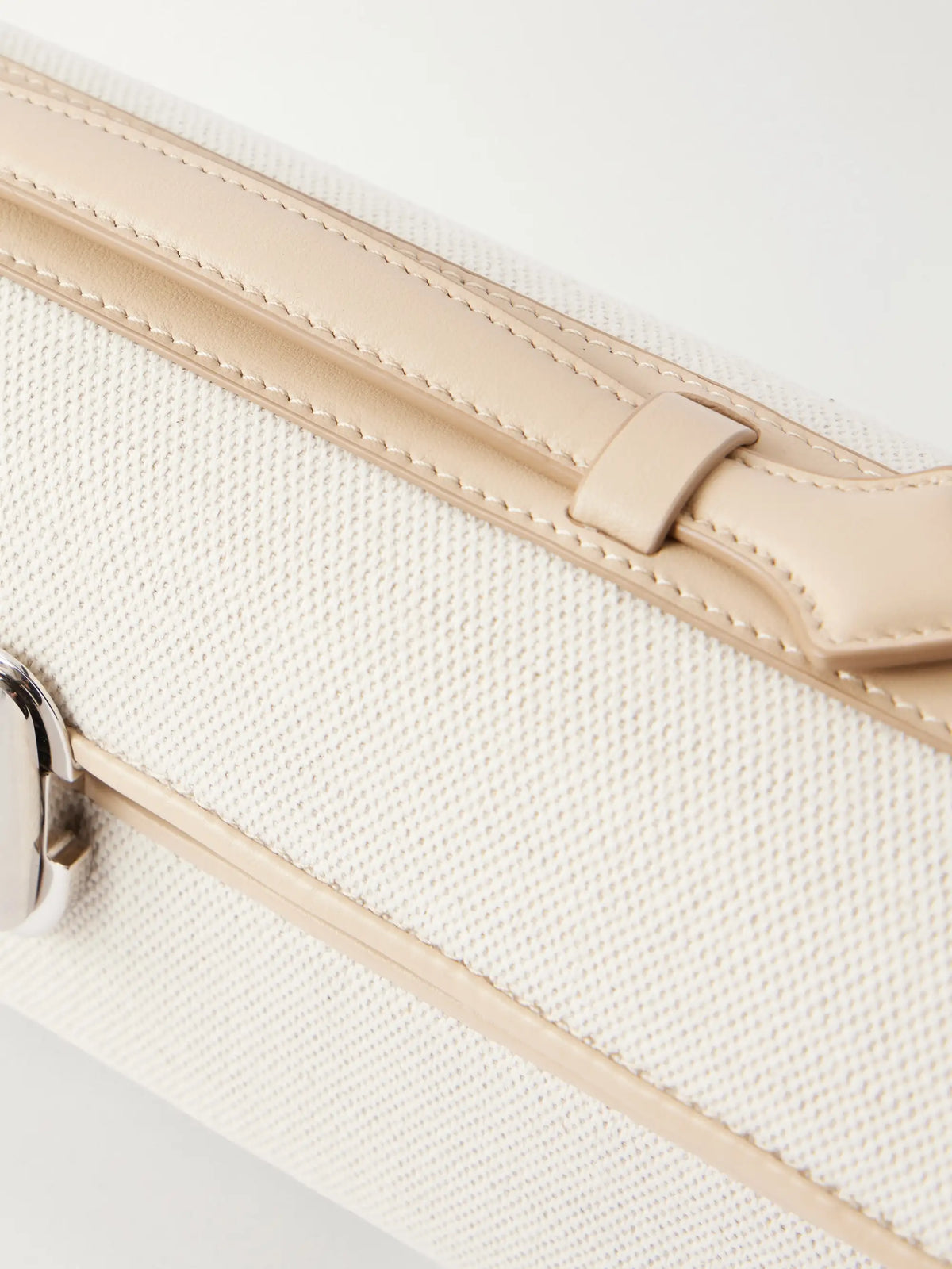 Slim Symmetry Canvas Leather-trimmed Clutch