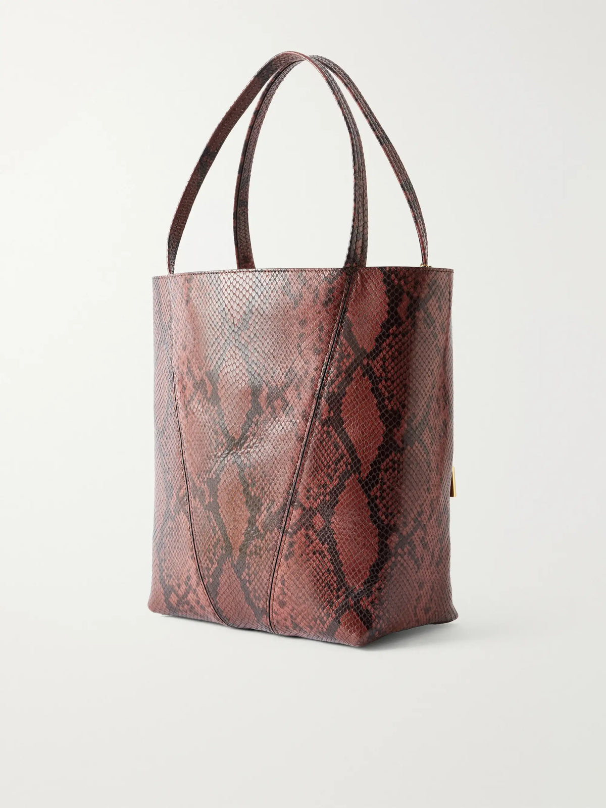 Spin Embellished Snake-effect Leather Tote