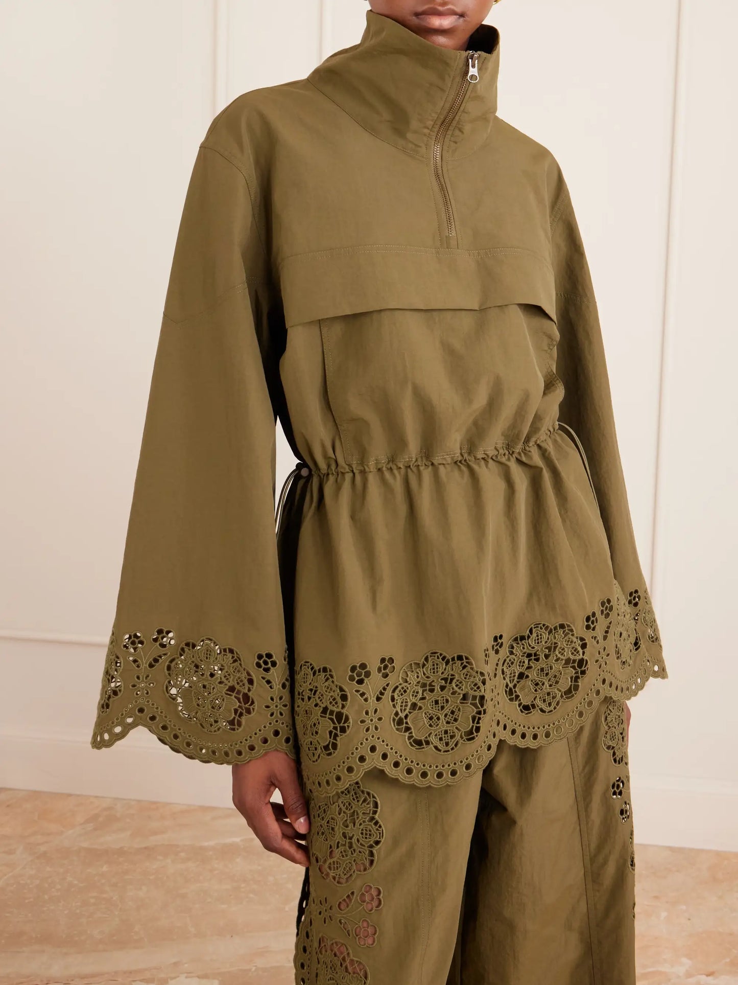 Vittoria Broderie Anglaise-trimmed Shell Jacket