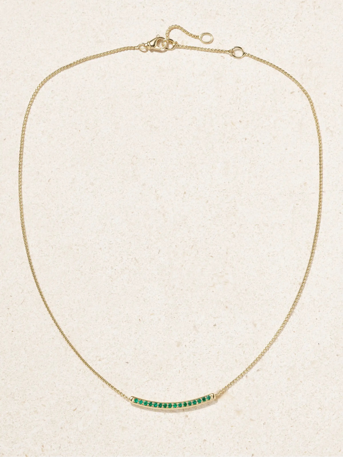 Petite Pavé 18-karat Gold Emerald Necklace