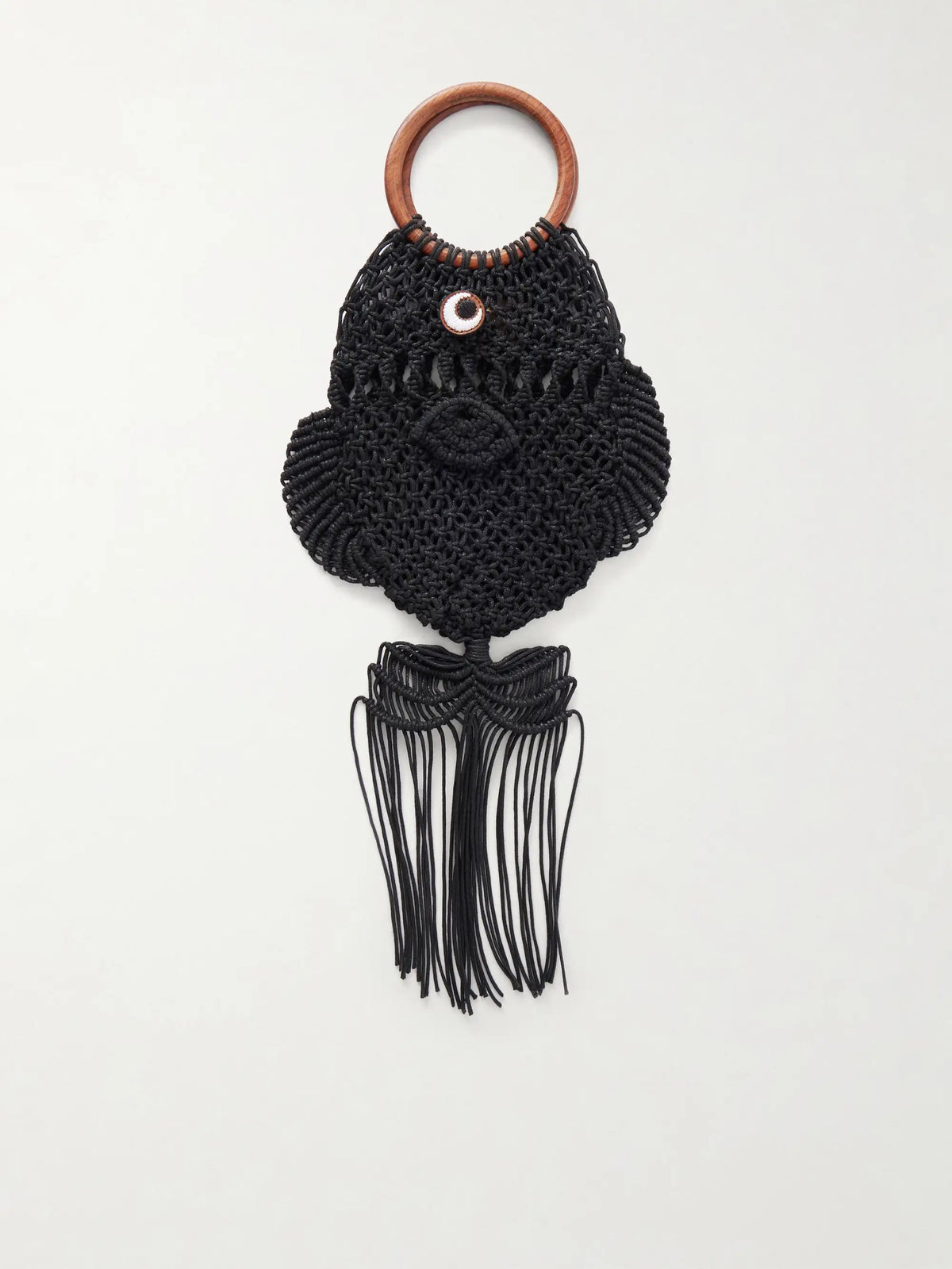 Macrame Leather-trimmed Cotton Clutch