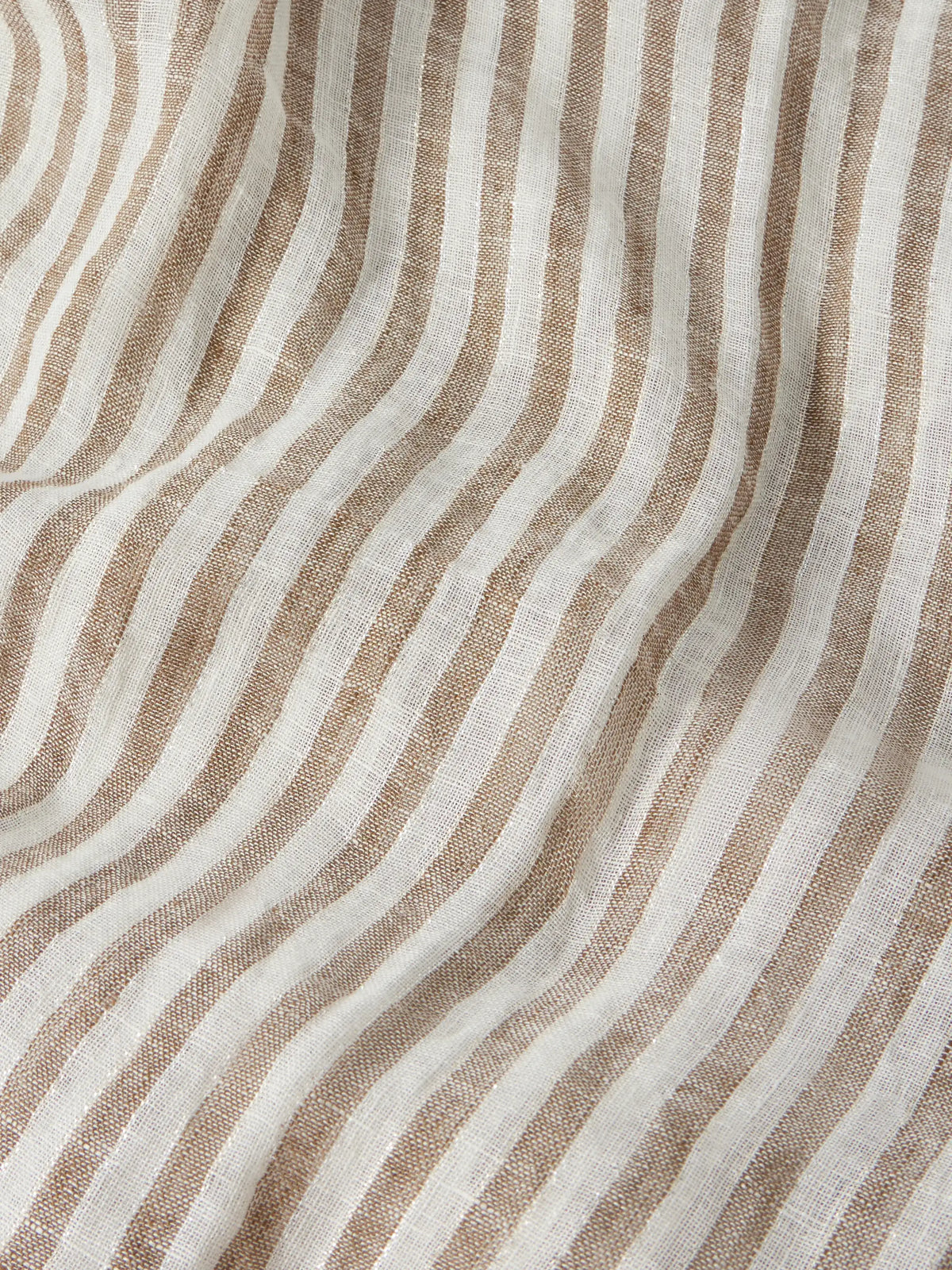 Fringed Striped Linen-blend Scarf