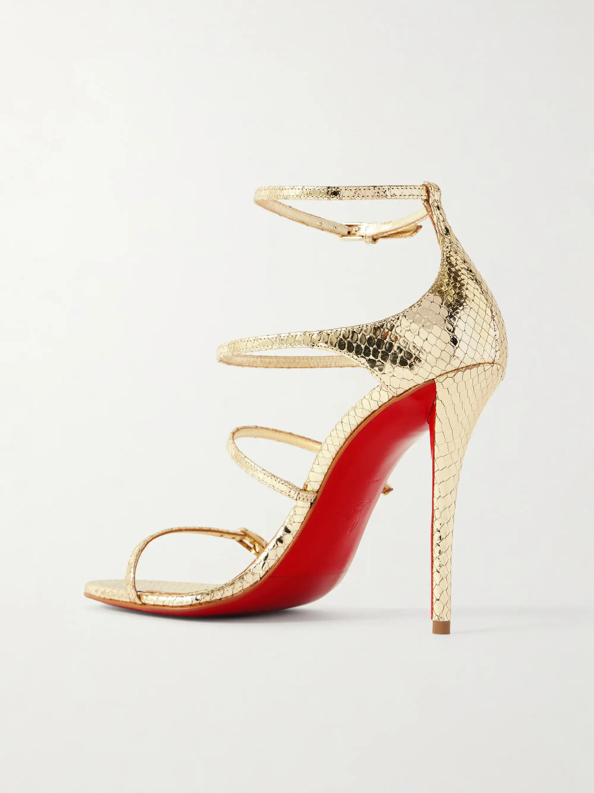 Millennium Buckled Pyhton-effect Metallic Leather Sandals