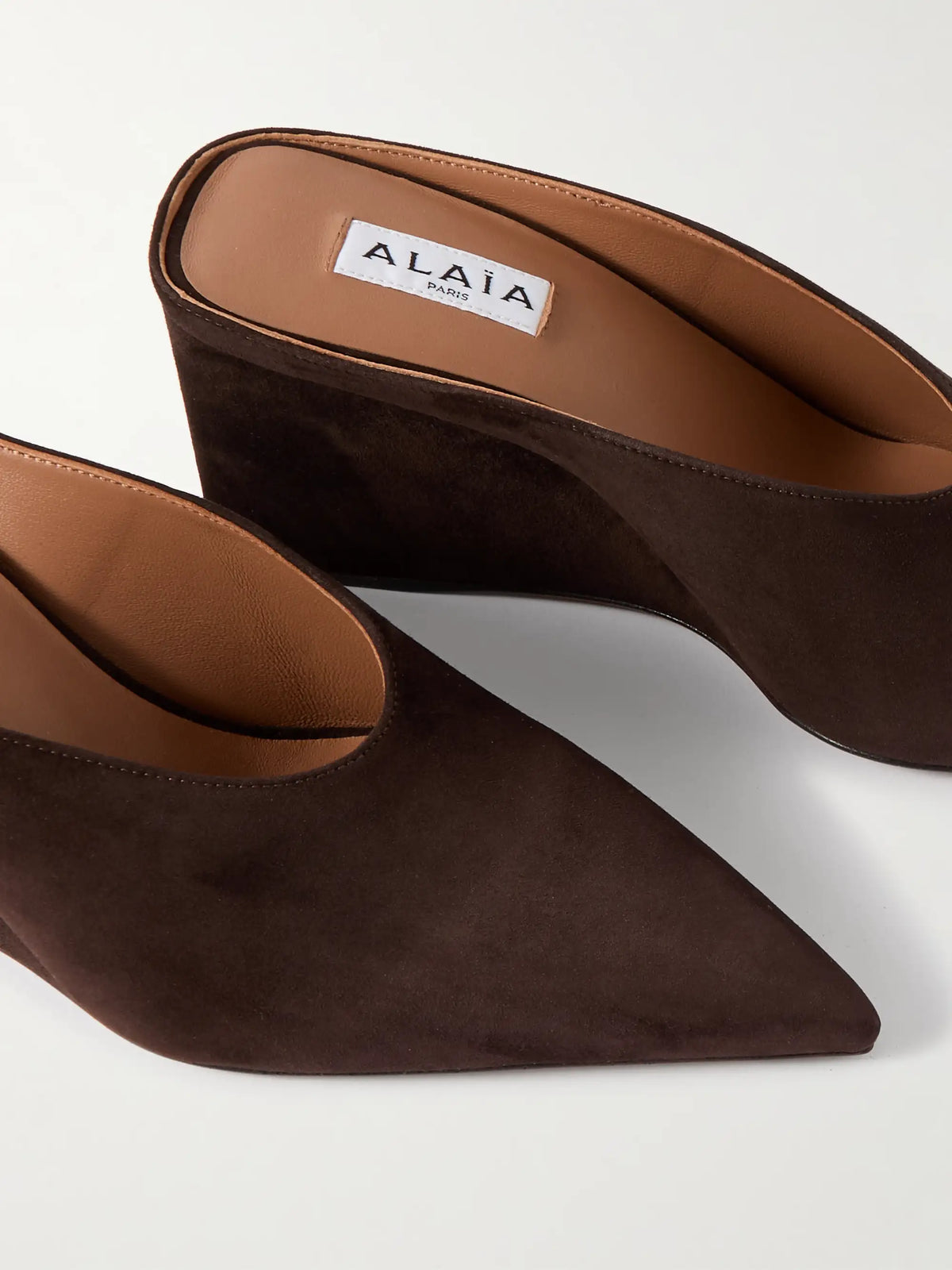 75 Suede Point-toe Wedge Mules