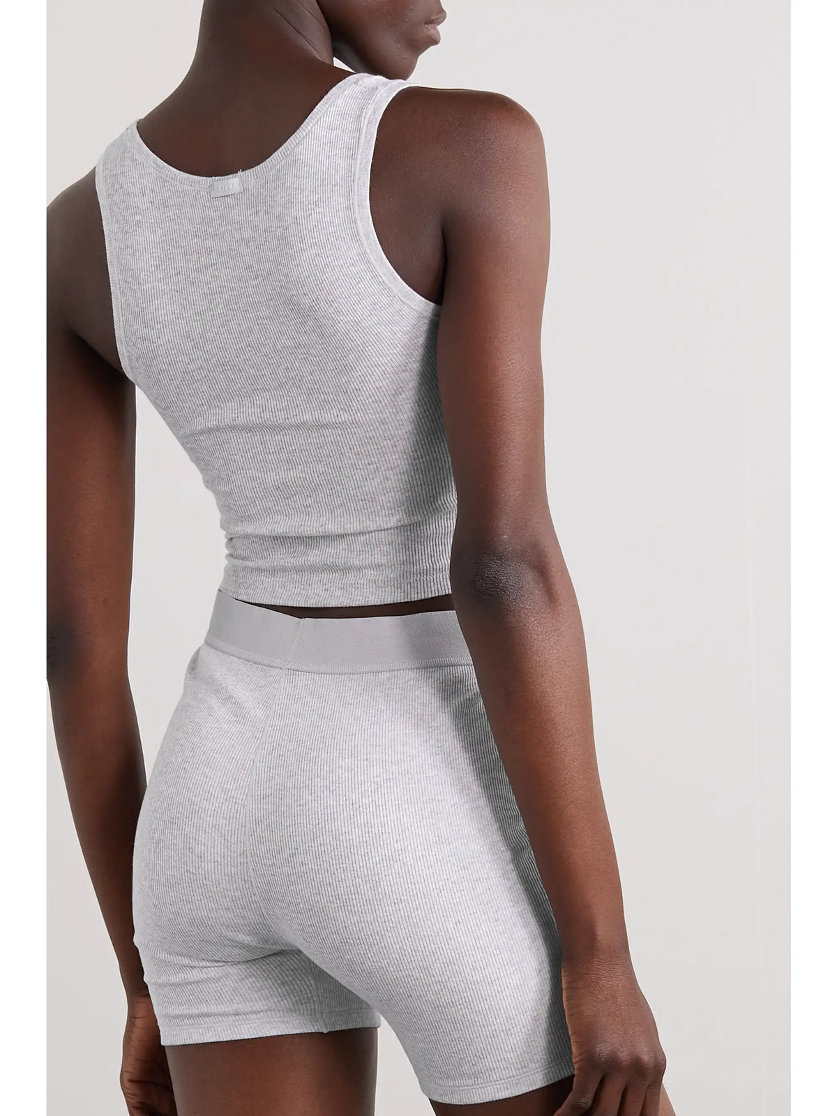 Ribbed Cotton-blend Jersey Tank - Light Heather Grey