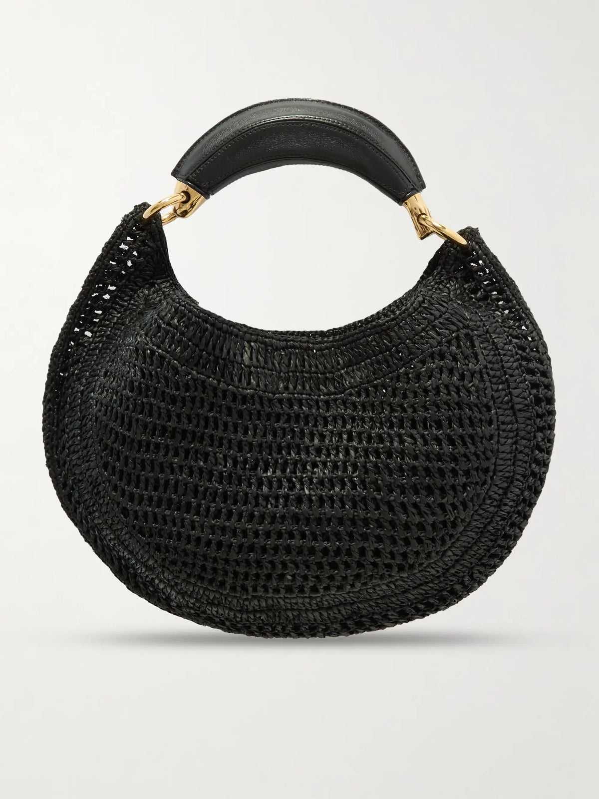 Summer Banana Leather-trimmed Embroidered Raffia Tote