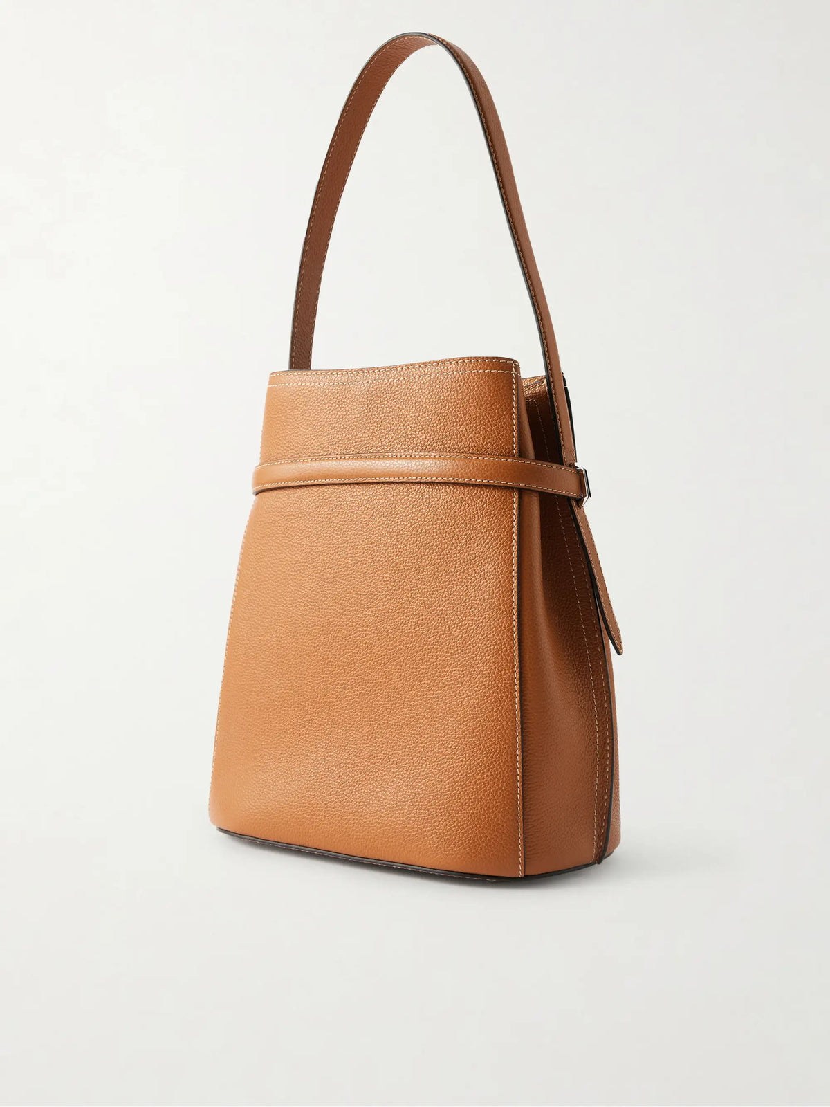 Belted Textured-leather Tote