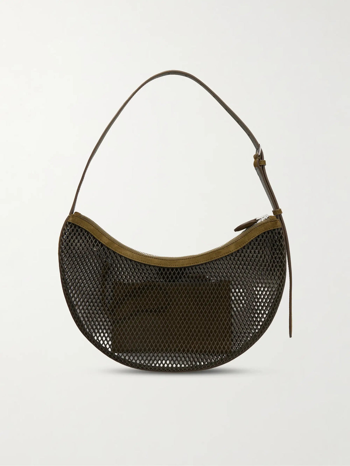 Demi Lune Suede-trimmed Mesh Shoulder Bag