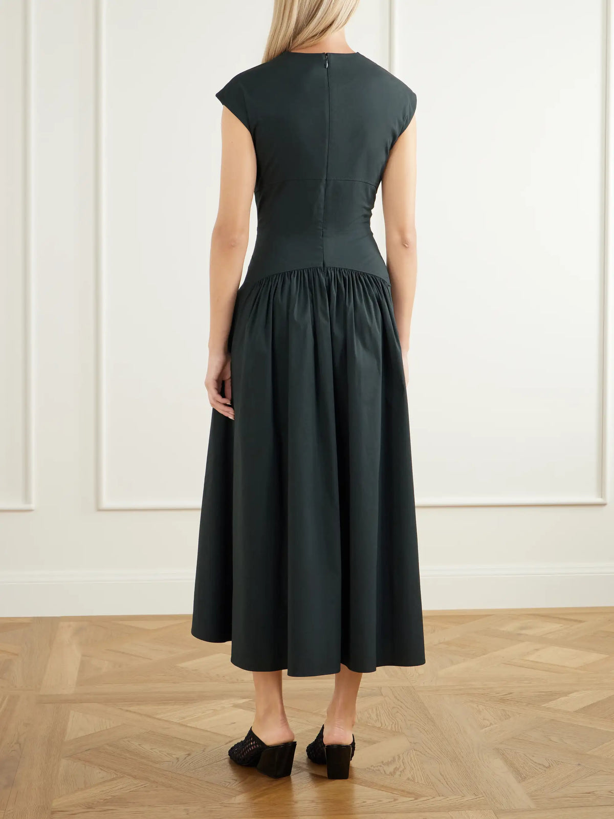 Proenza Schouler White Label Nyssa Gathered Stretch Cotton-blend Midi Dress