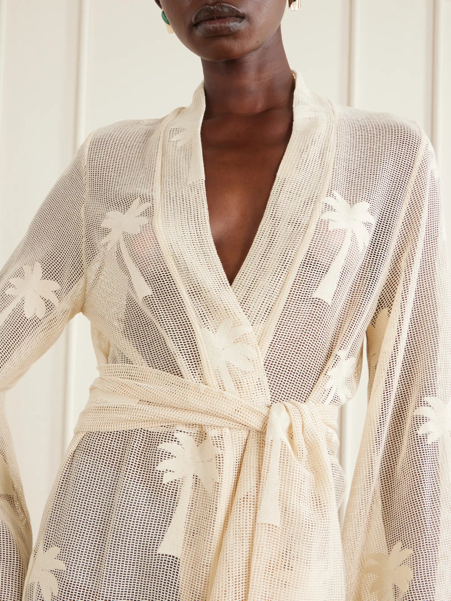 Palm & Soul Printed Cotton-mesh Coverup