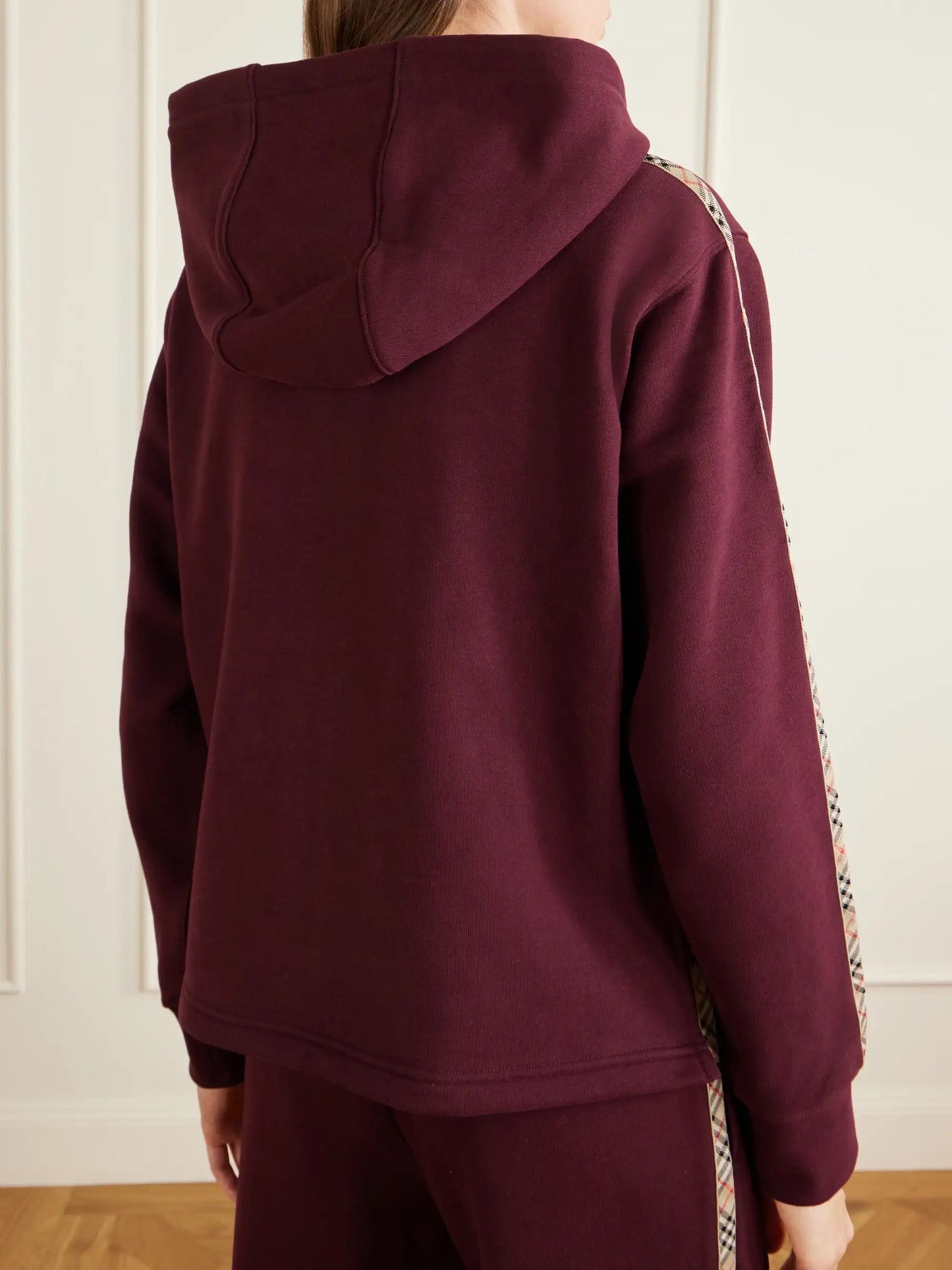 Harper Checked Cotton-jersey Zip-up Hoodie