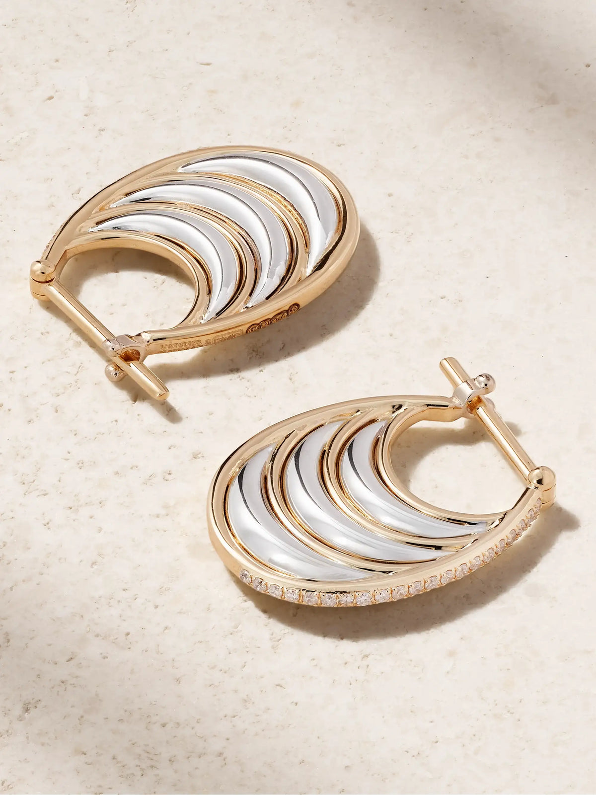 Triple Bloop Moo 18-karat Yellow And White Gold Diamond Earrings